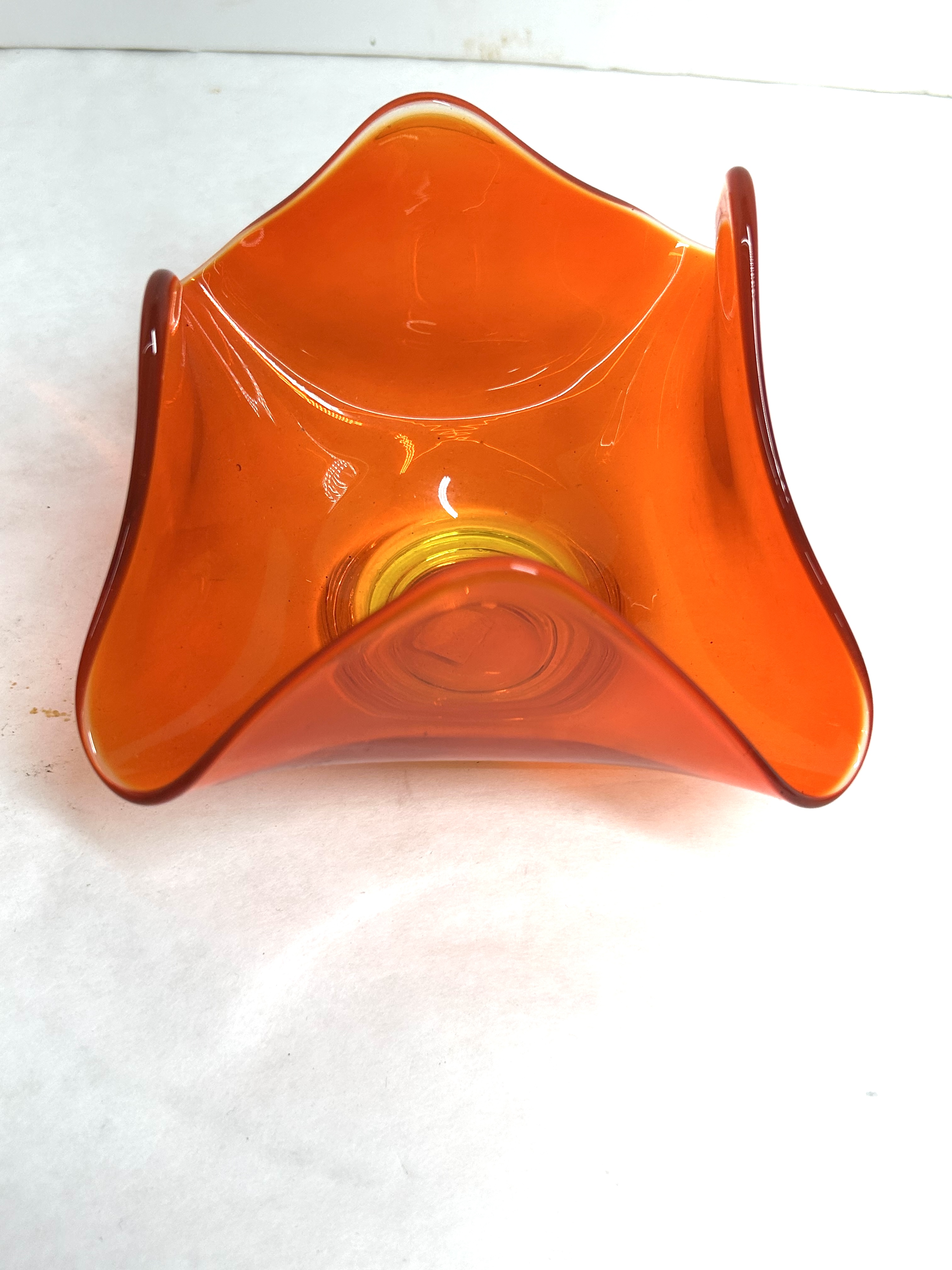 VIKING STYLE ORANGE GLASS BOWL, 1960S