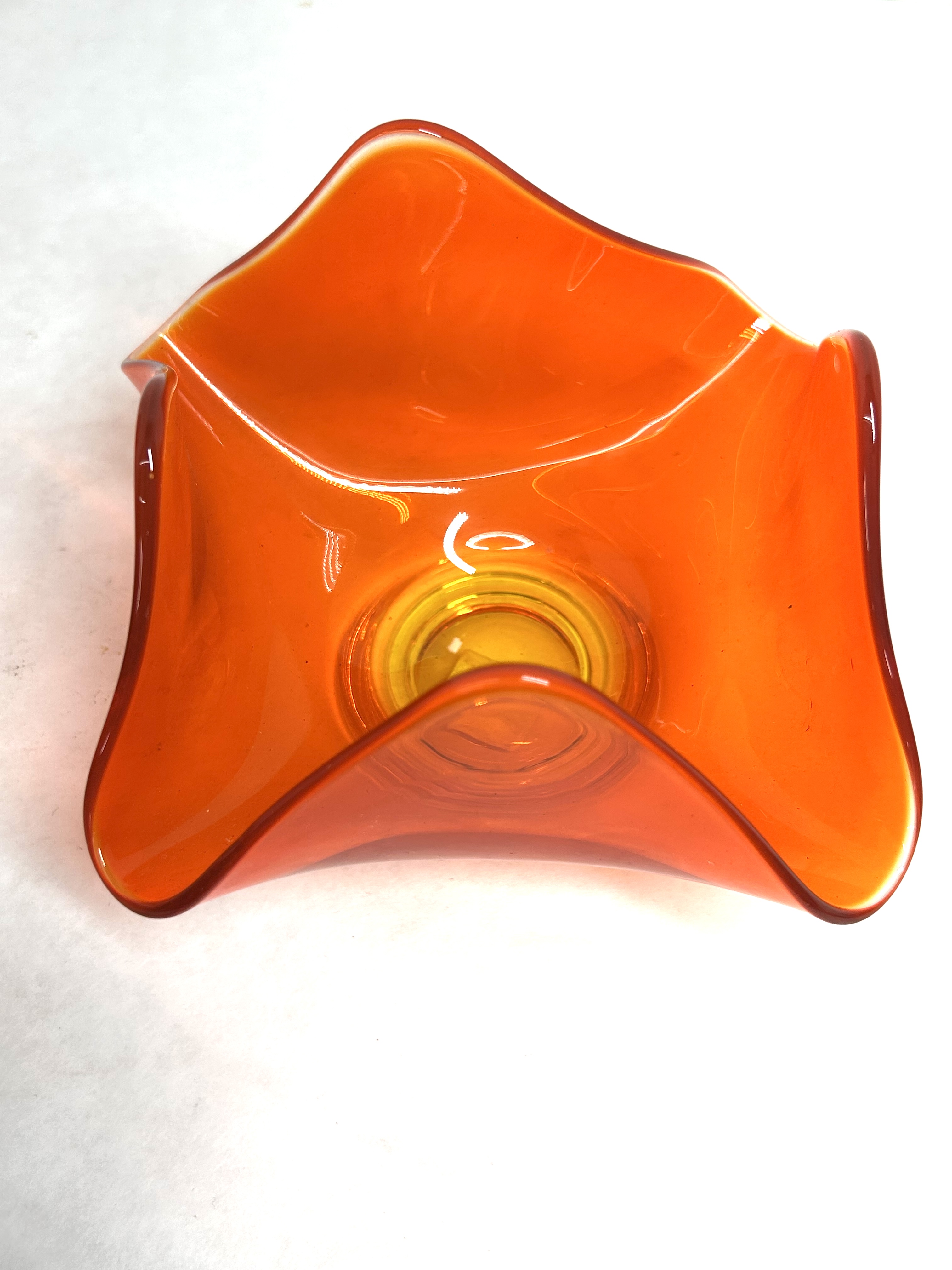VIKING STYLE ORANGE GLASS BOWL, 1960S
