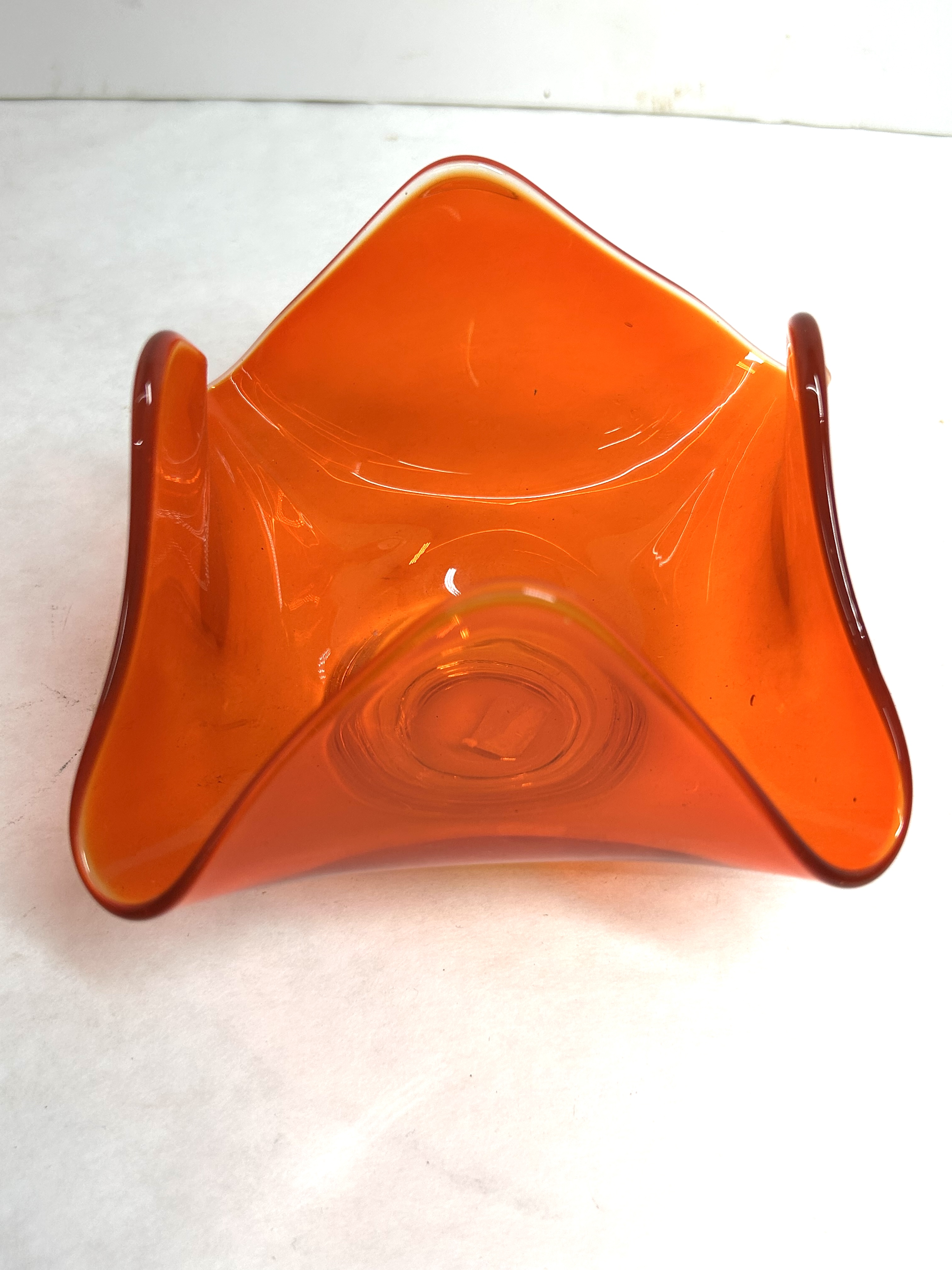 VIKING STYLE ORANGE GLASS BOWL, 1960S