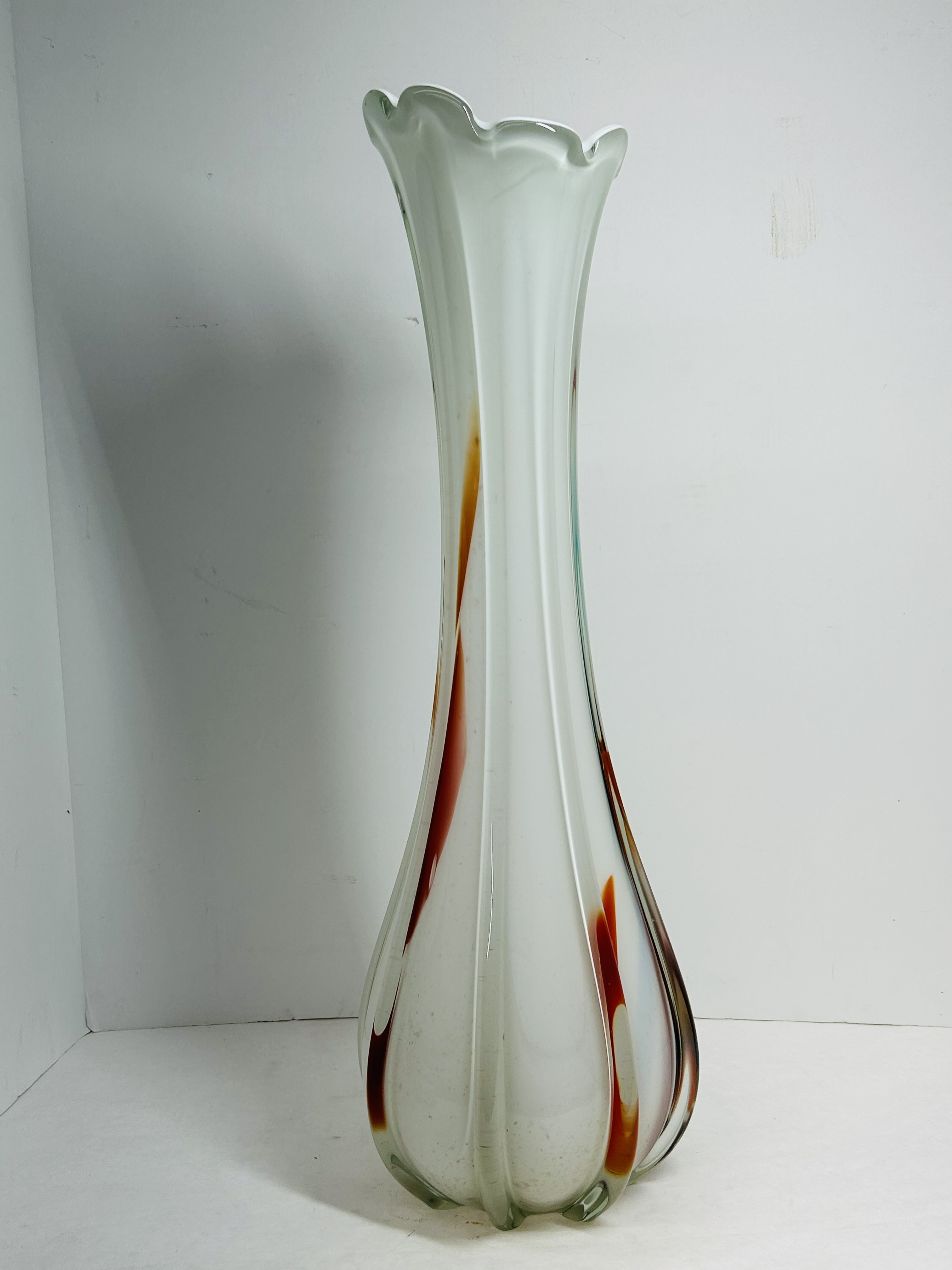 MURANO STYLE GLASS VASE, CIRCA 1960