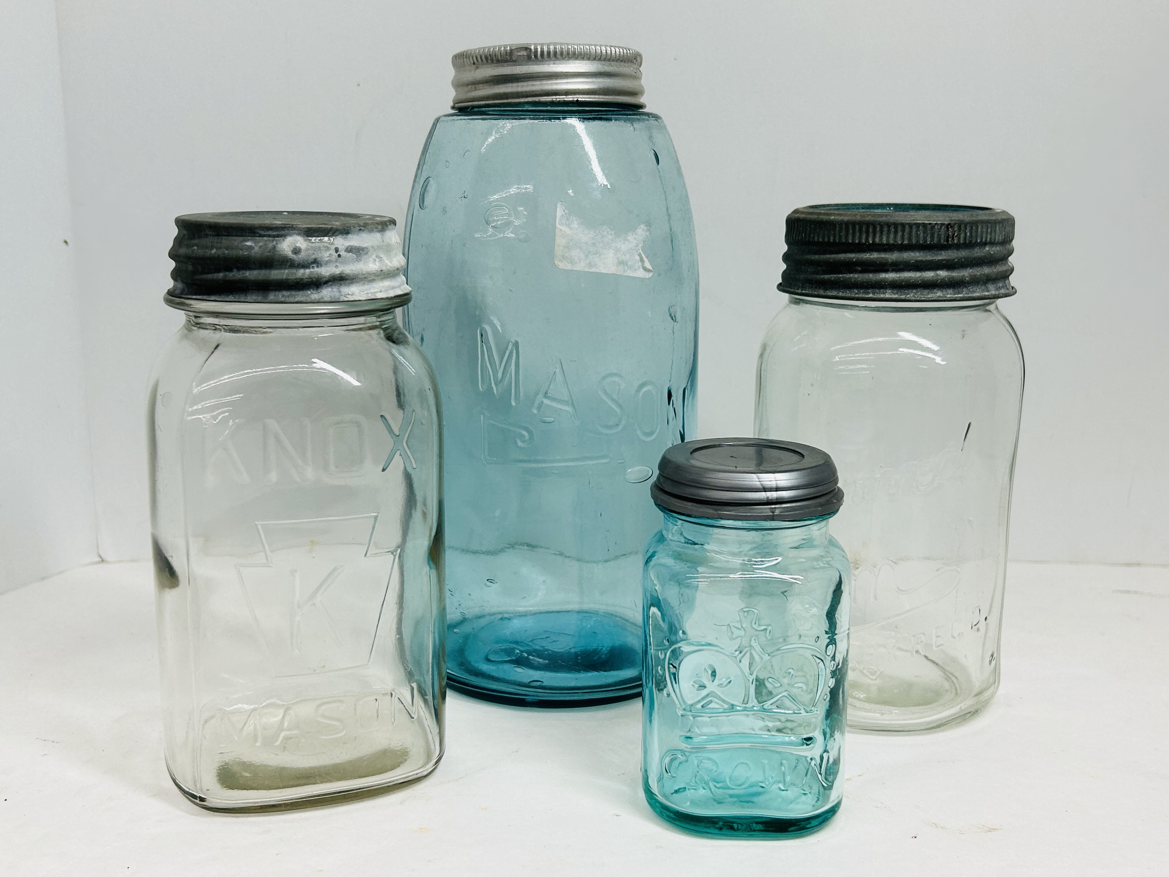 ASSORTED ANTIQUE GLASS CANNING JARS
