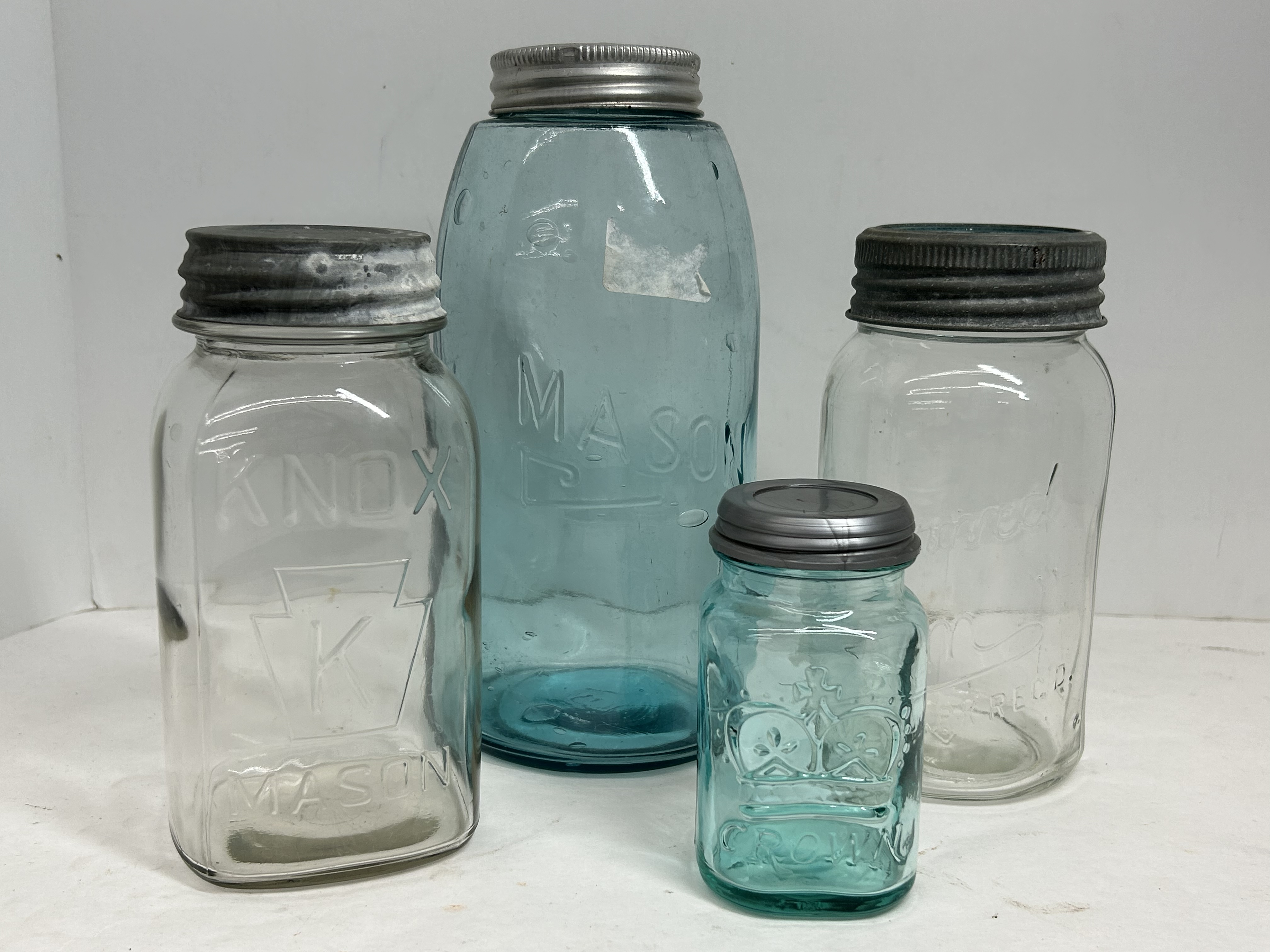 ASSORTED ANTIQUE GLASS CANNING JARS