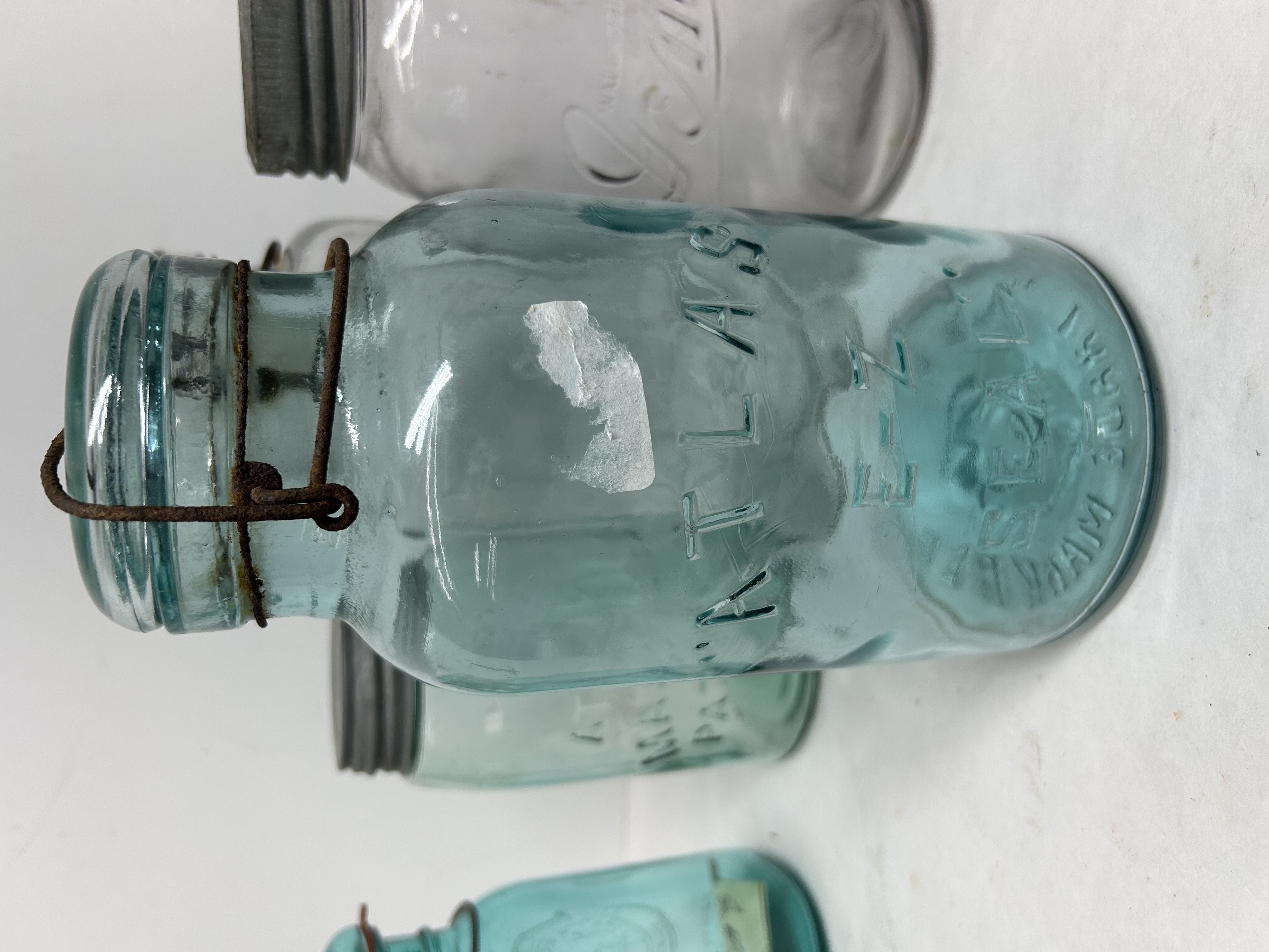 SIX VARIOUS GLASS CANNING JARS, 20TH CENTURY
