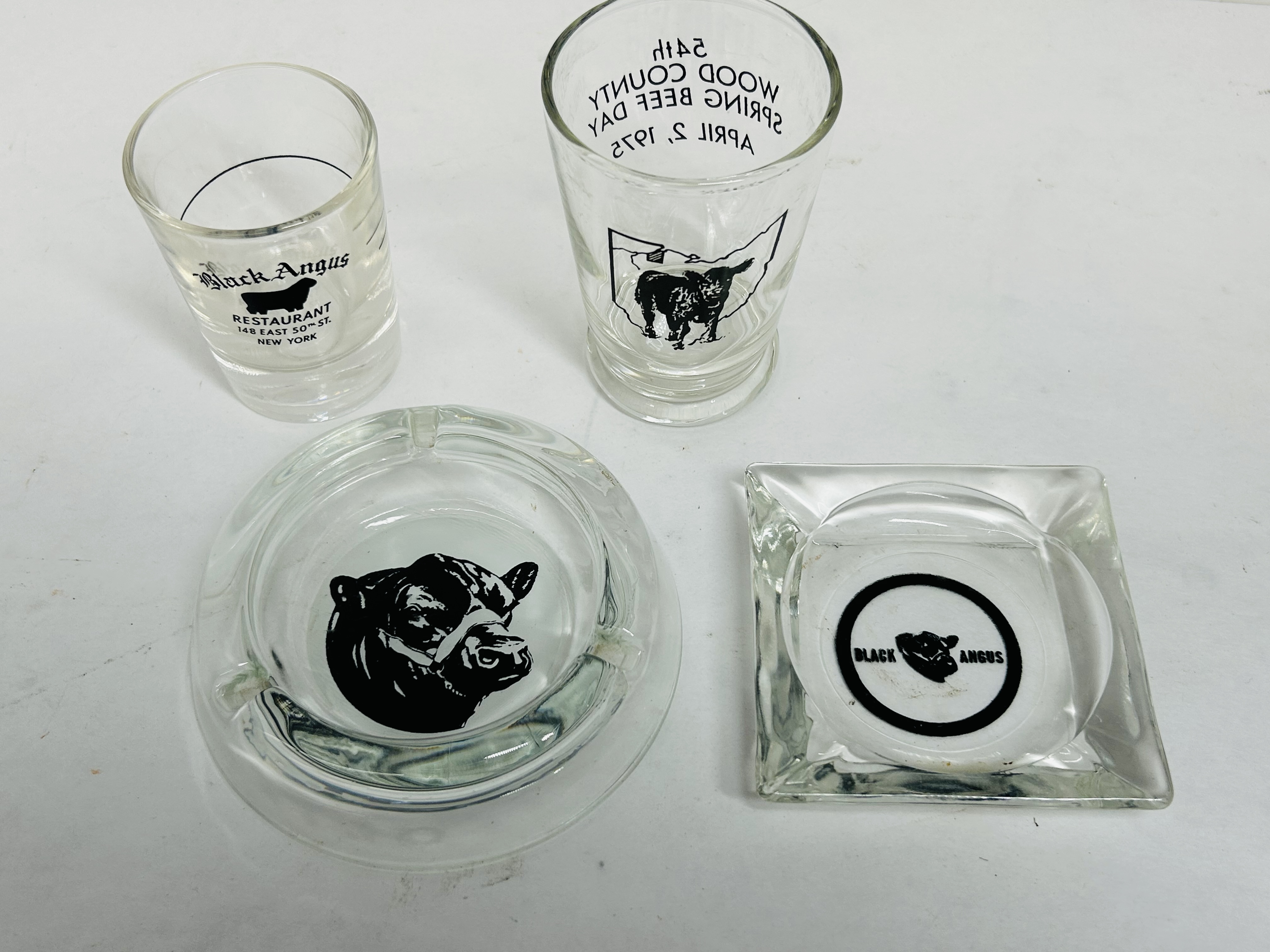 VARIOUS BLACK ANGUS GLASSWARE, 1975