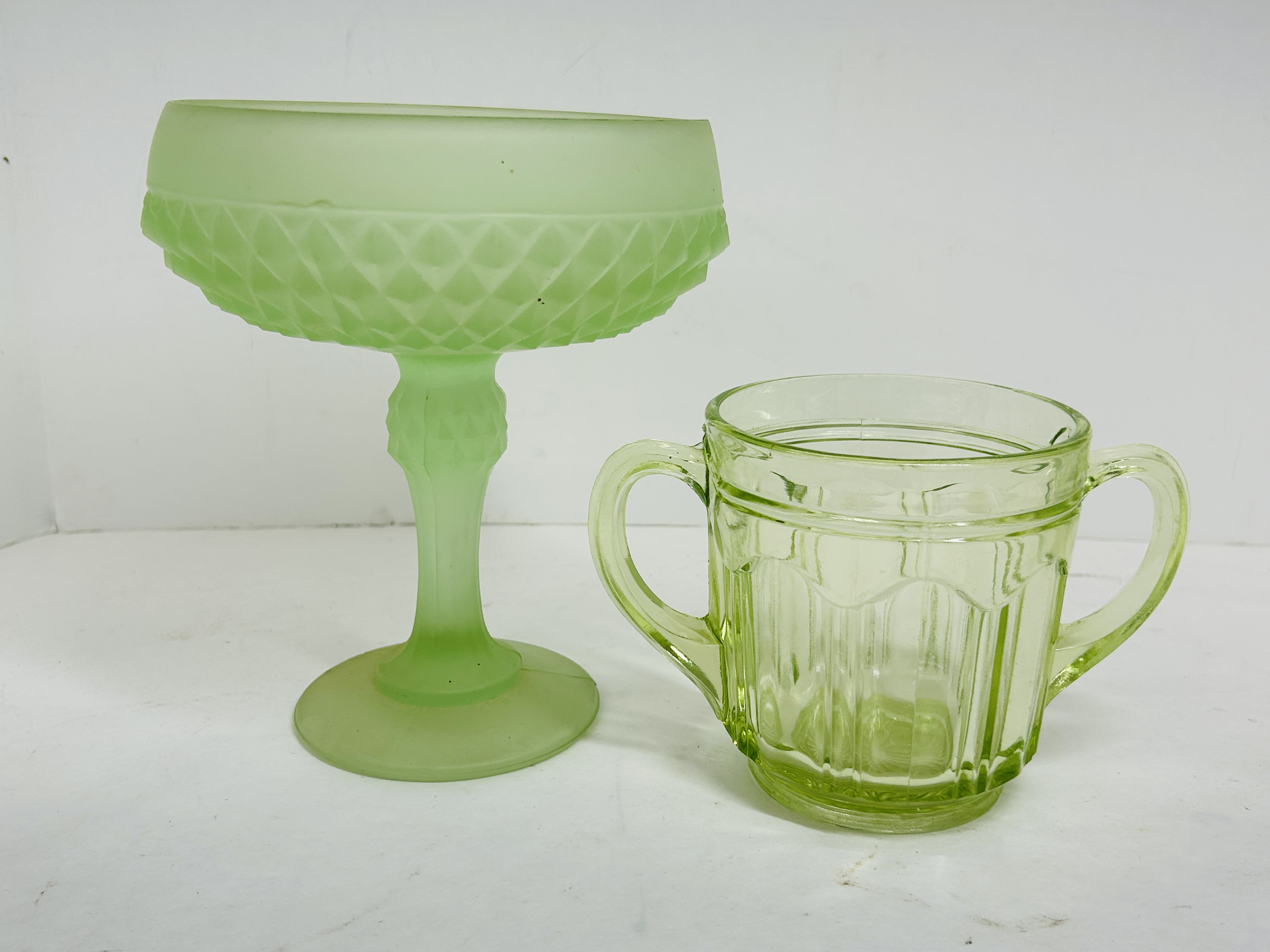 TWO ITEMS OF GREEN DEPRESSION GLASS, CIRCA 1930
