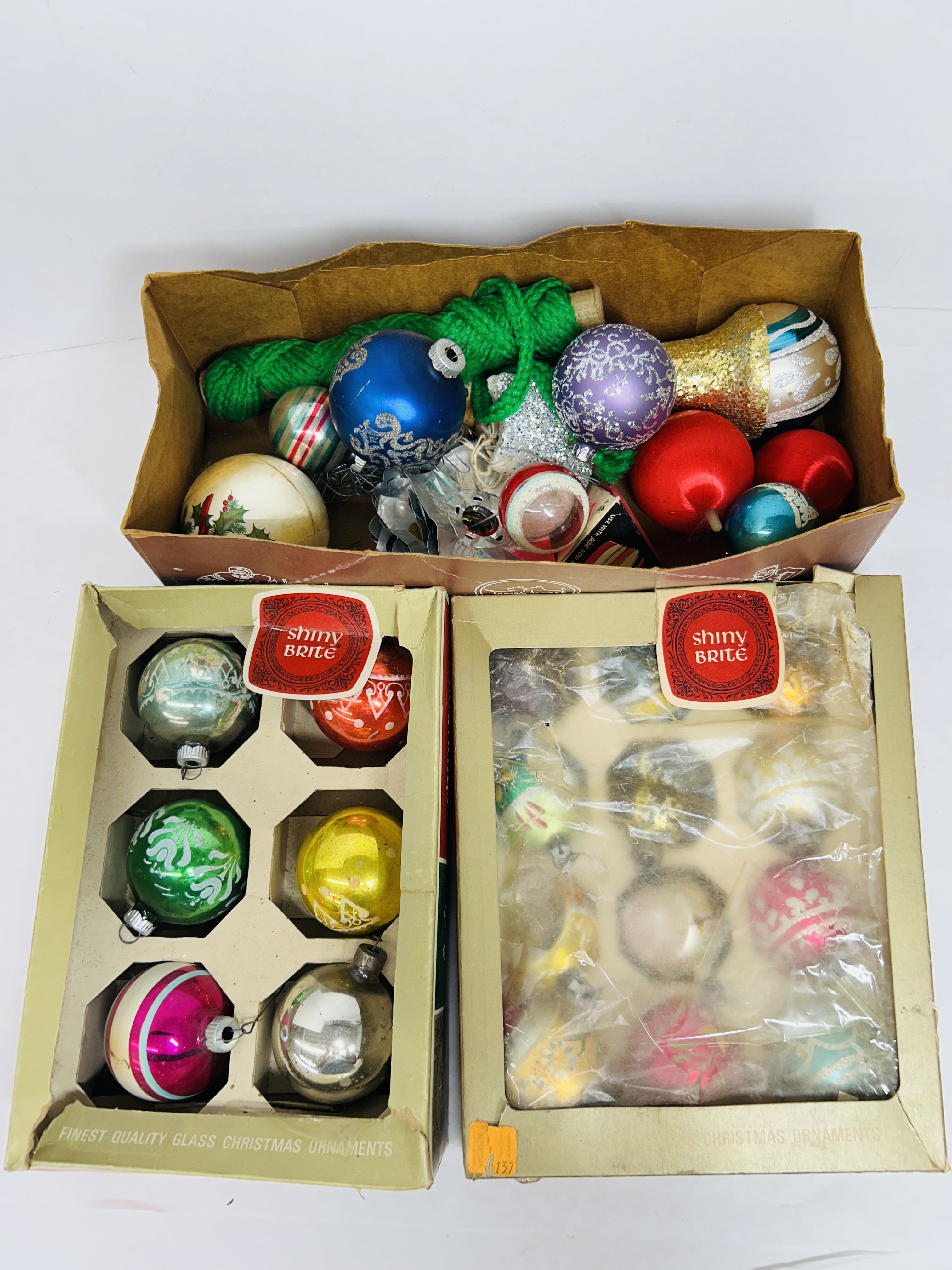 SHINY BRITE GLASS CHRISTMAS ORNAMENTS