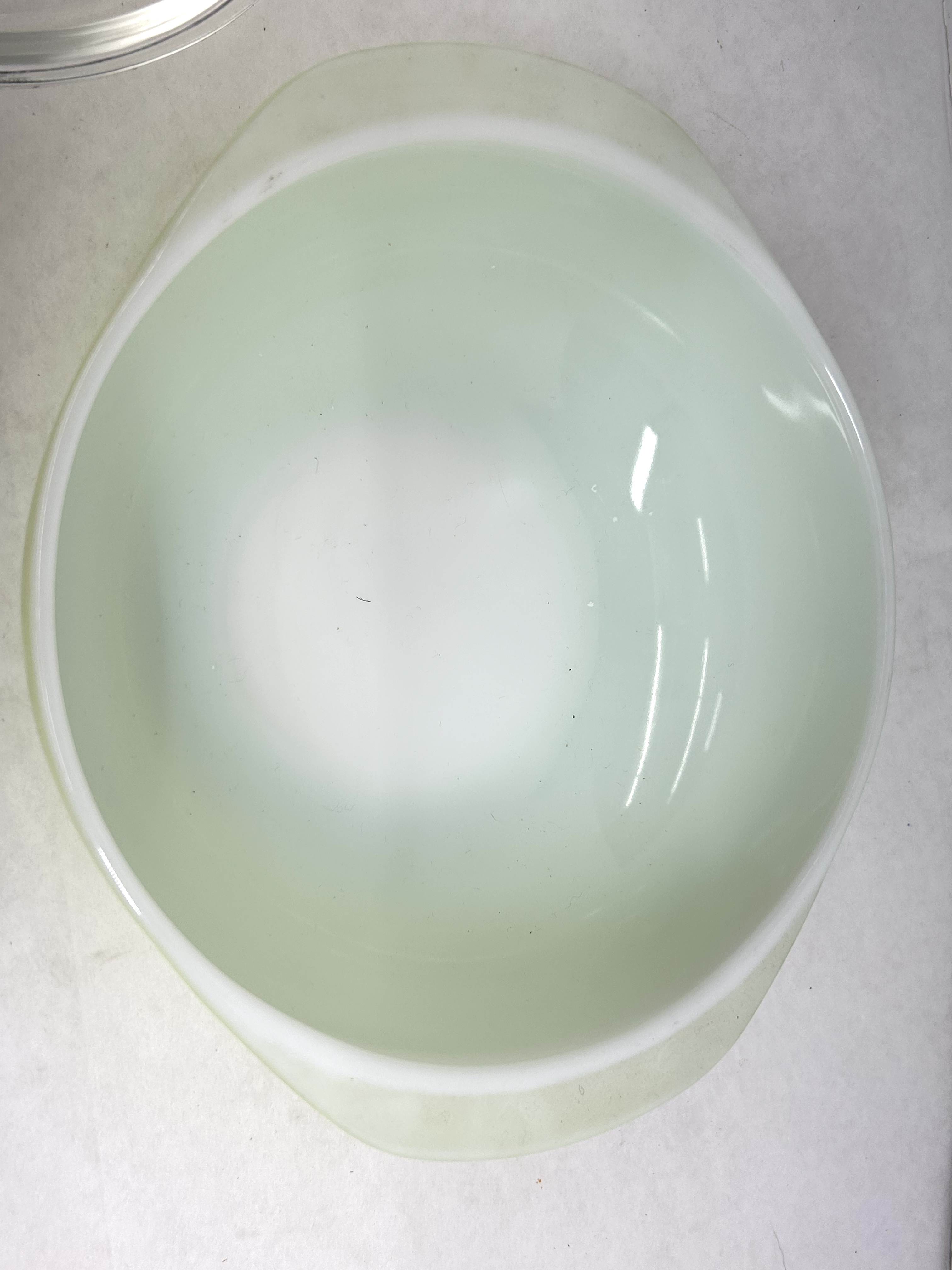 PYREX LIME GREEN GLASS CASSEROLE, 1960S