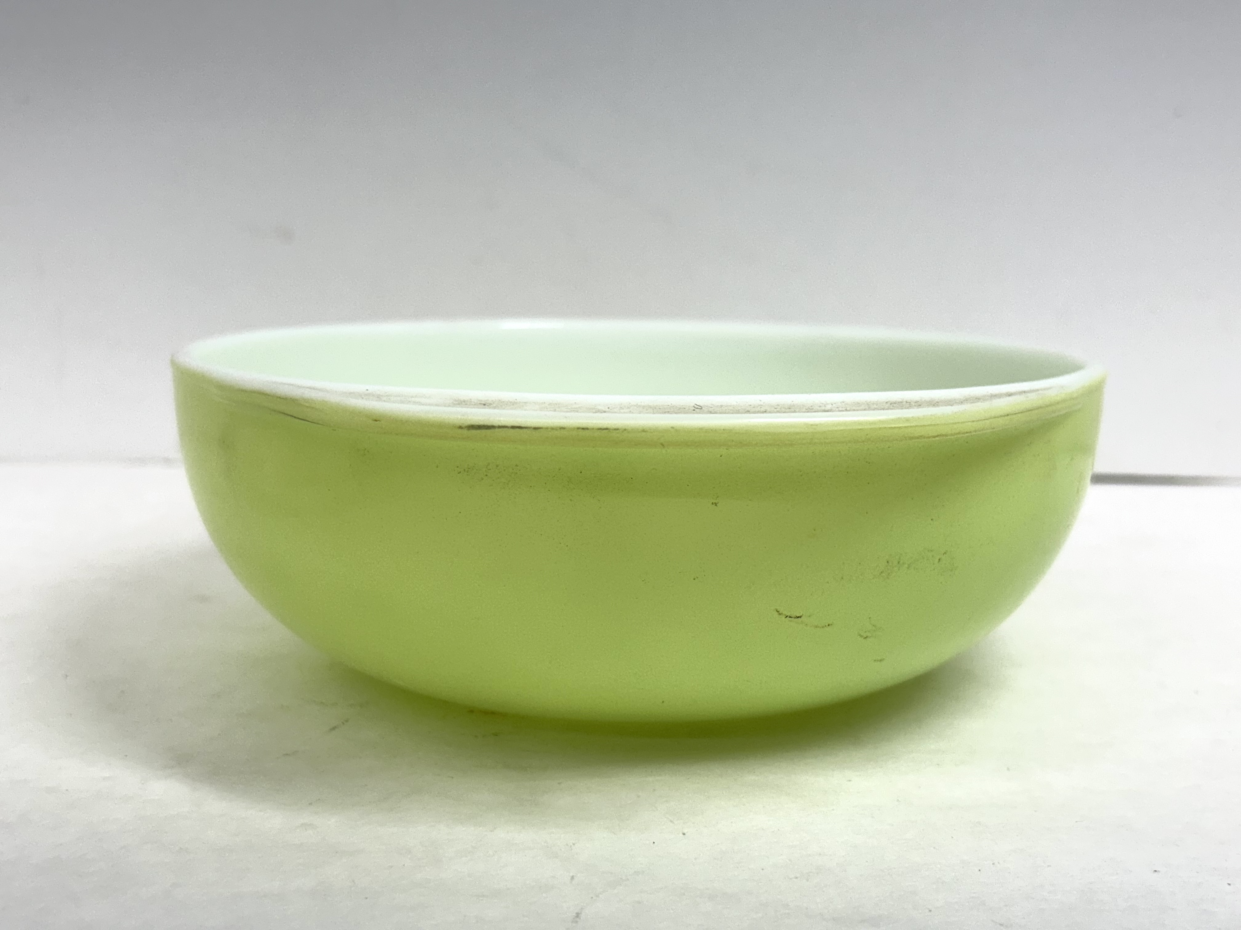 PYREX LIME GREEN GLASS CASSEROLE, 1960S