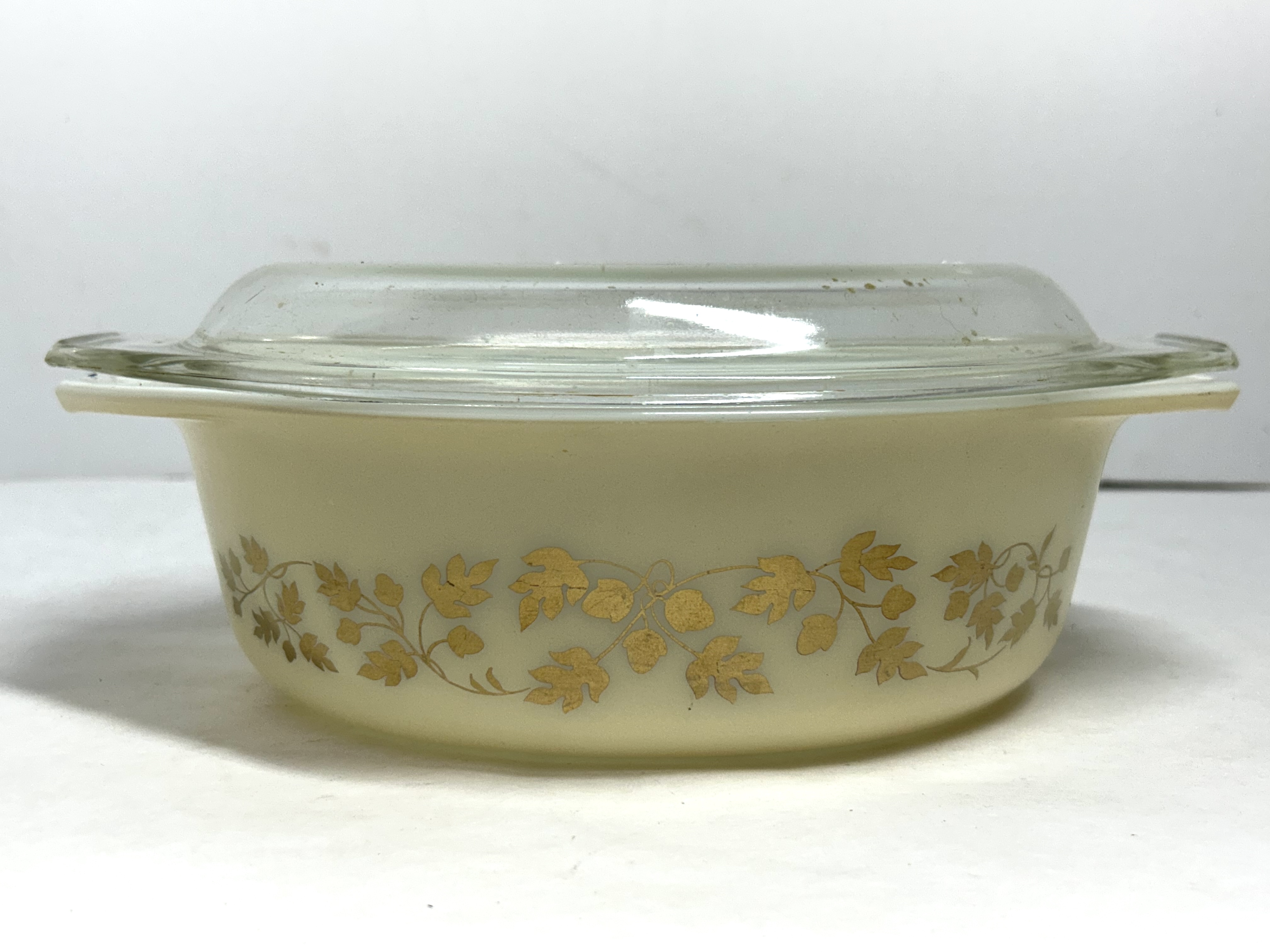 PYREX GOLDEN ACORN OPAL CASSEROLE, 1960