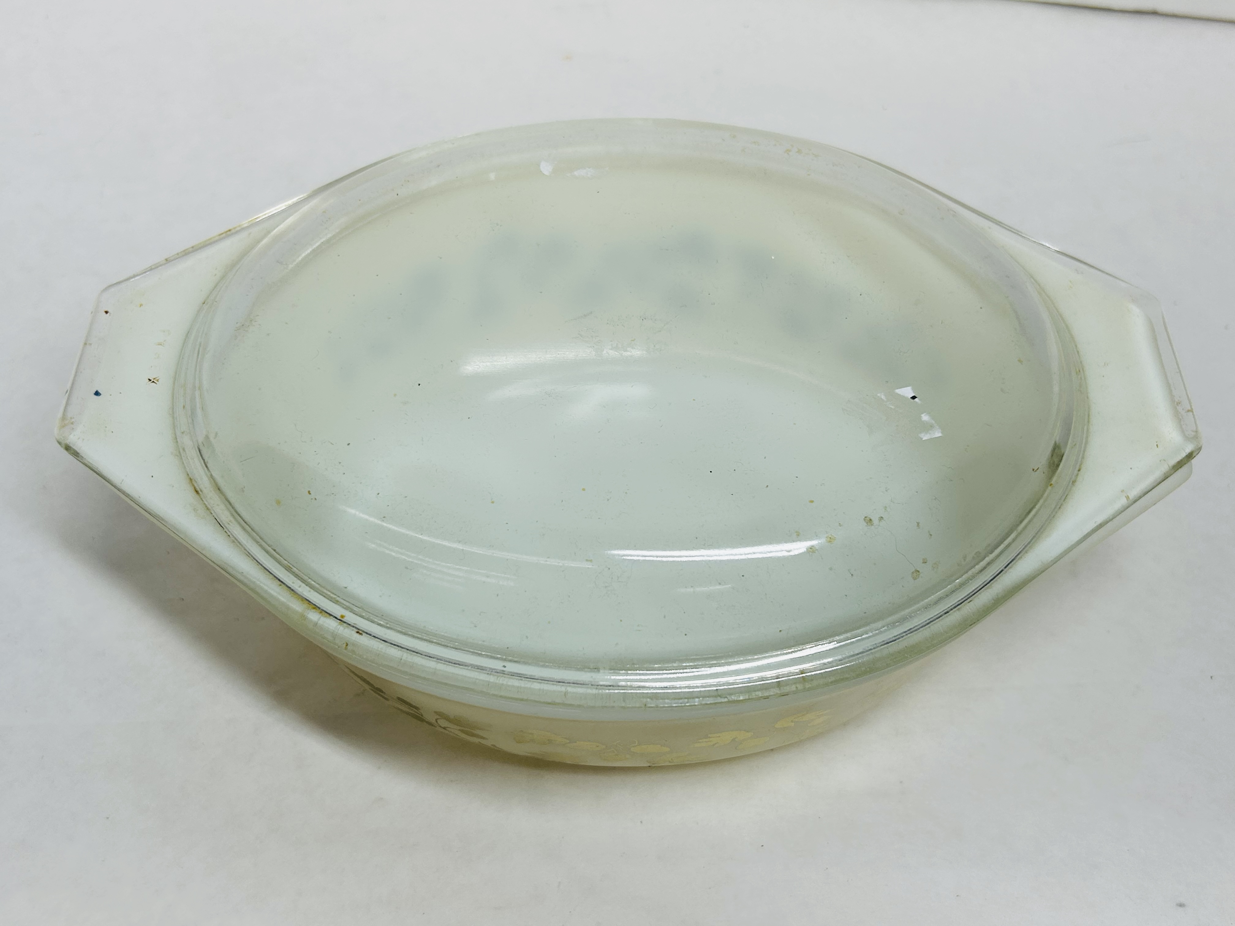 PYREX GOLDEN ACORN OPAL CASSEROLE, 1960