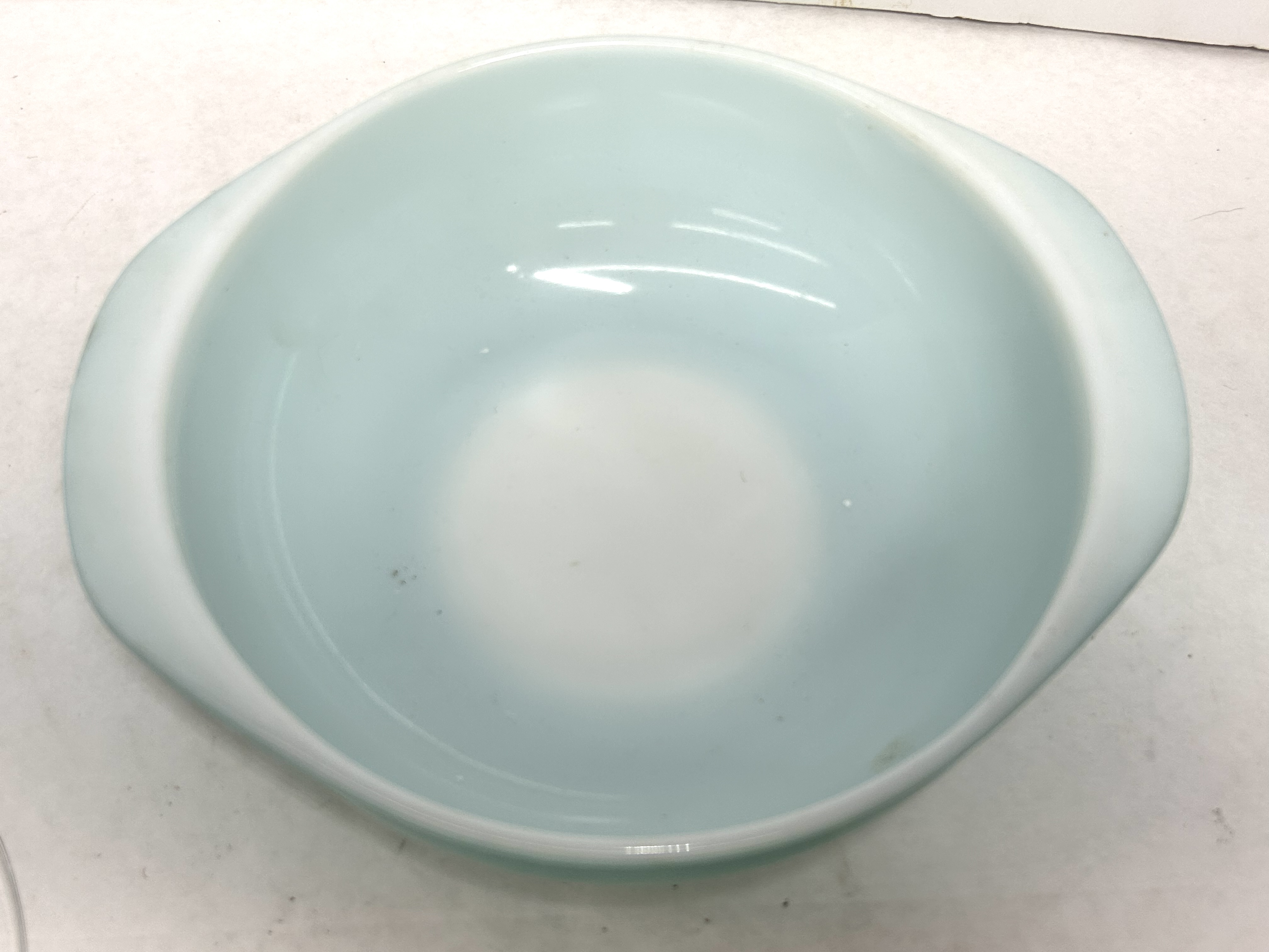 PYREX TURQUOISE GLASS CASSEROLE, VINTAGE
