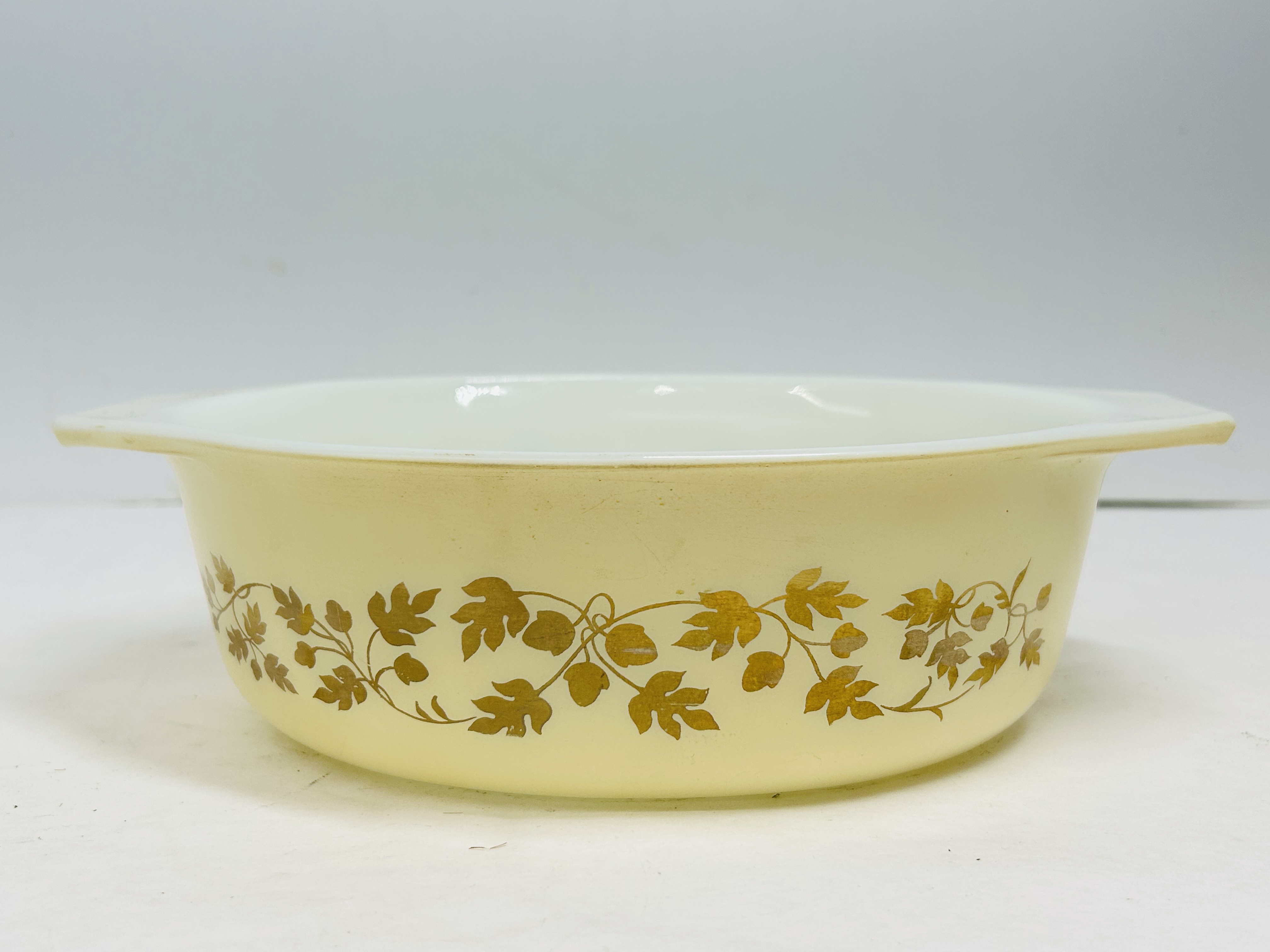 PYREX GOLDEN ACORN OPAL CASSEROLE, VINTAGE