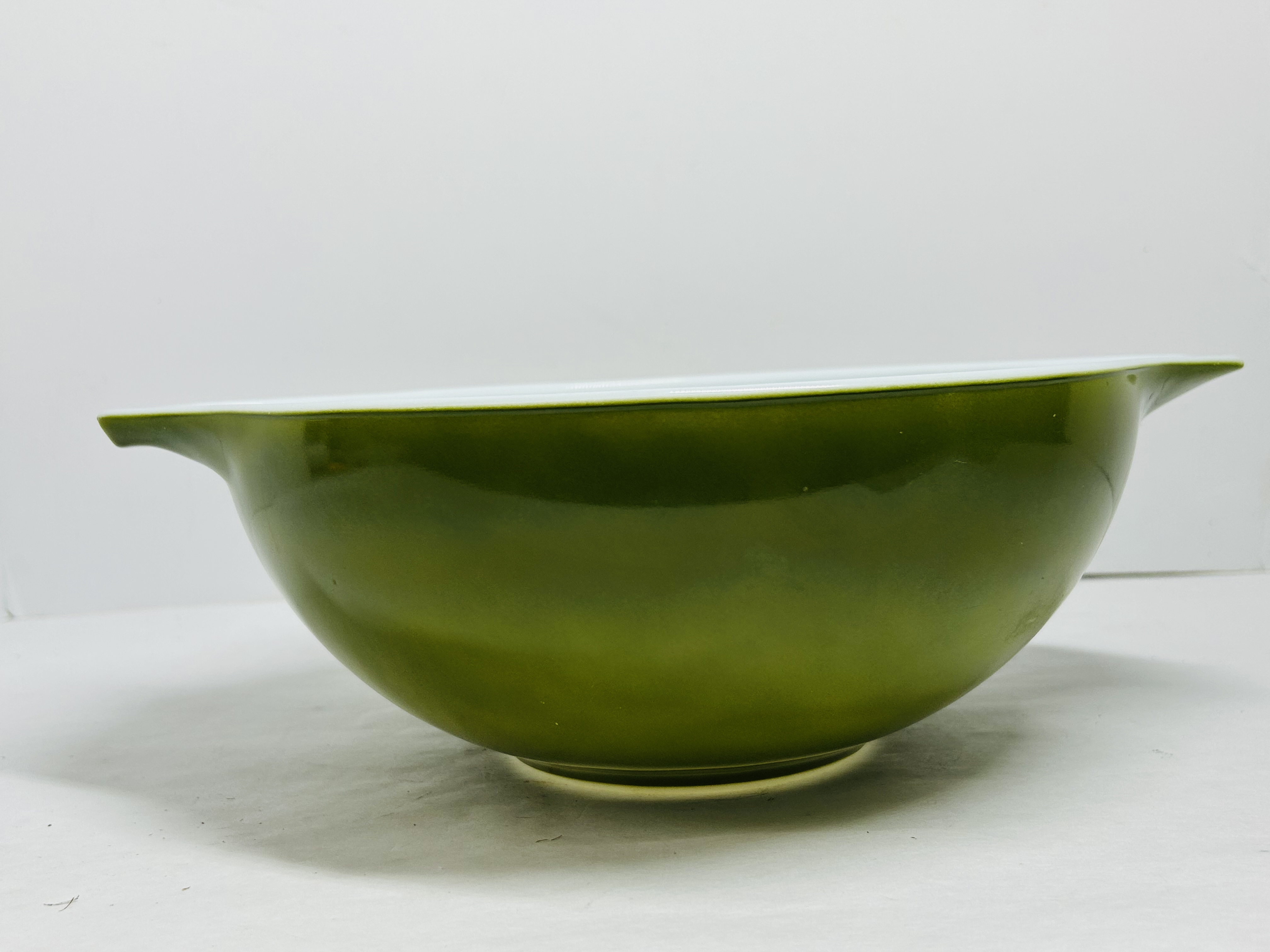 PYREX AVOCADO GLASS BOWL, CIRCA 1970