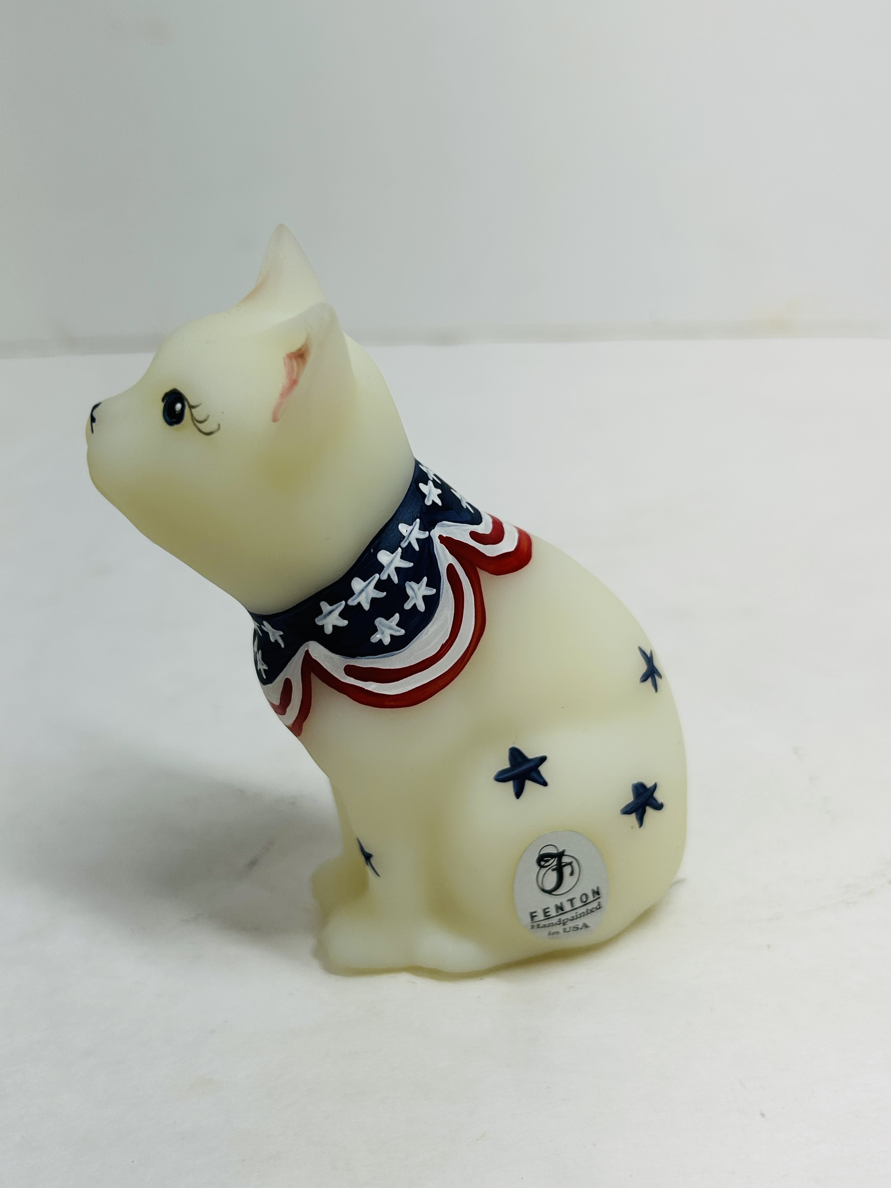 FENTON PATRIOTIC WHITE SATIN CAT