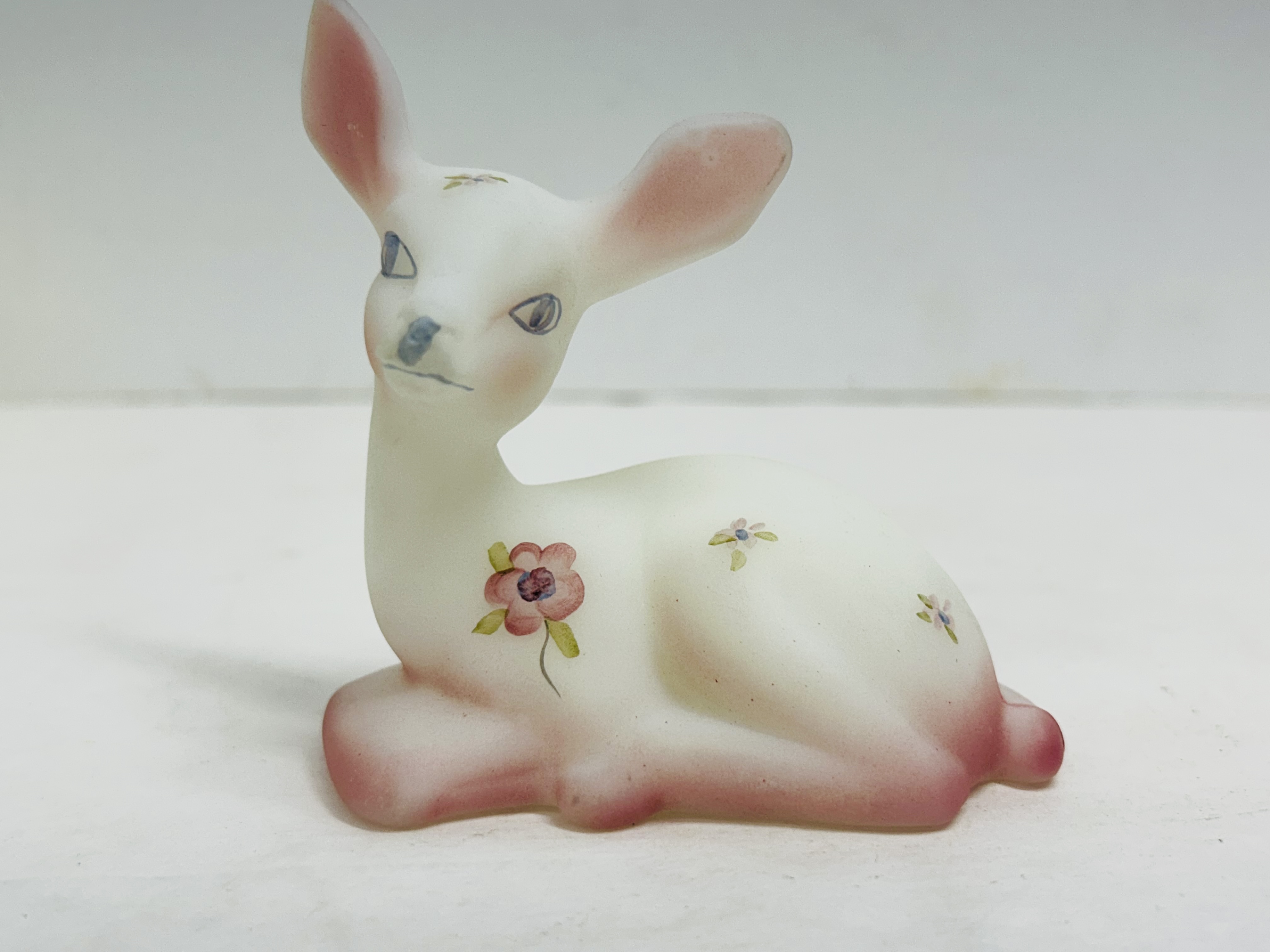 FENTON BURMESE GLASS DEER FIGURINE