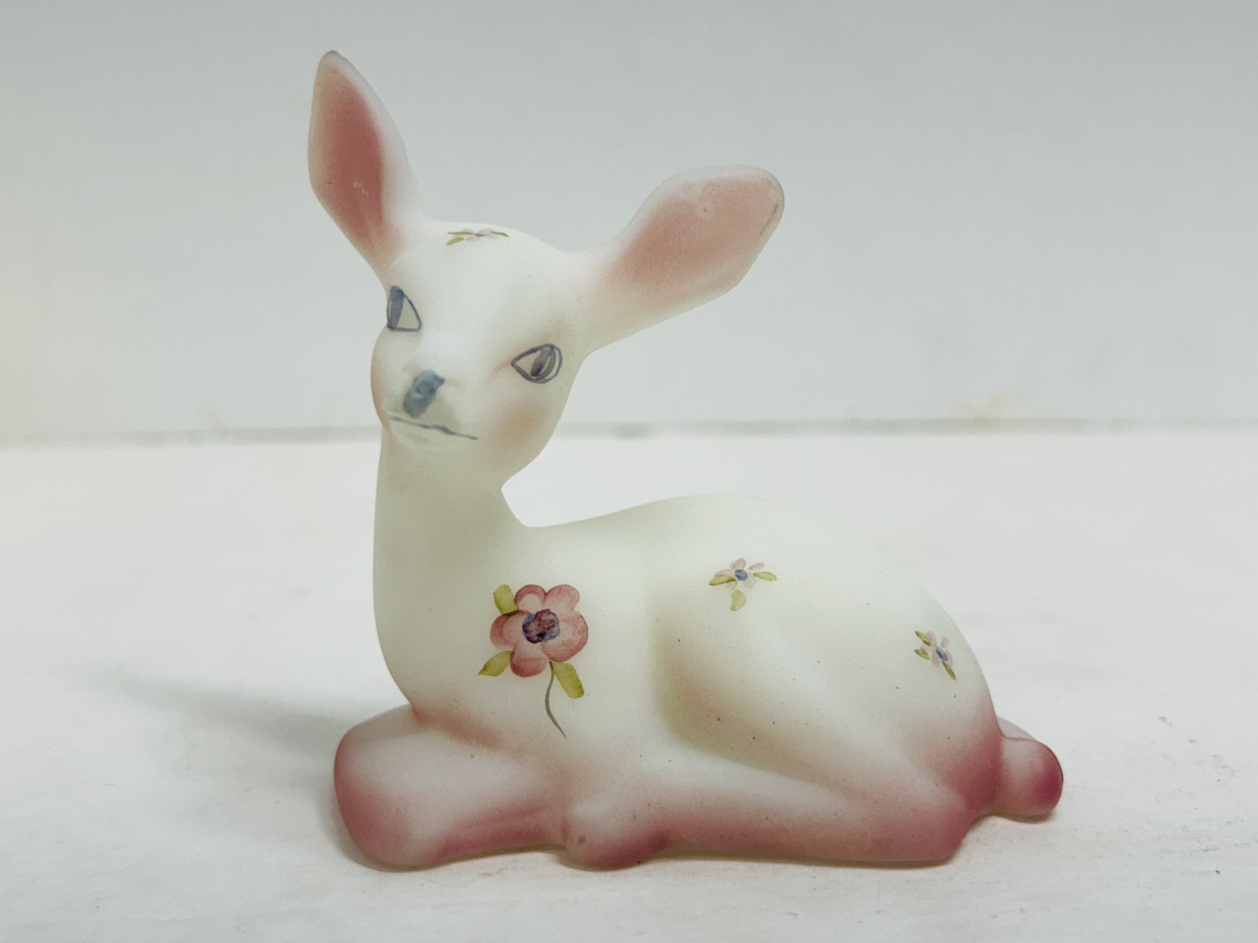 FENTON BURMESE GLASS DEER FIGURINE
