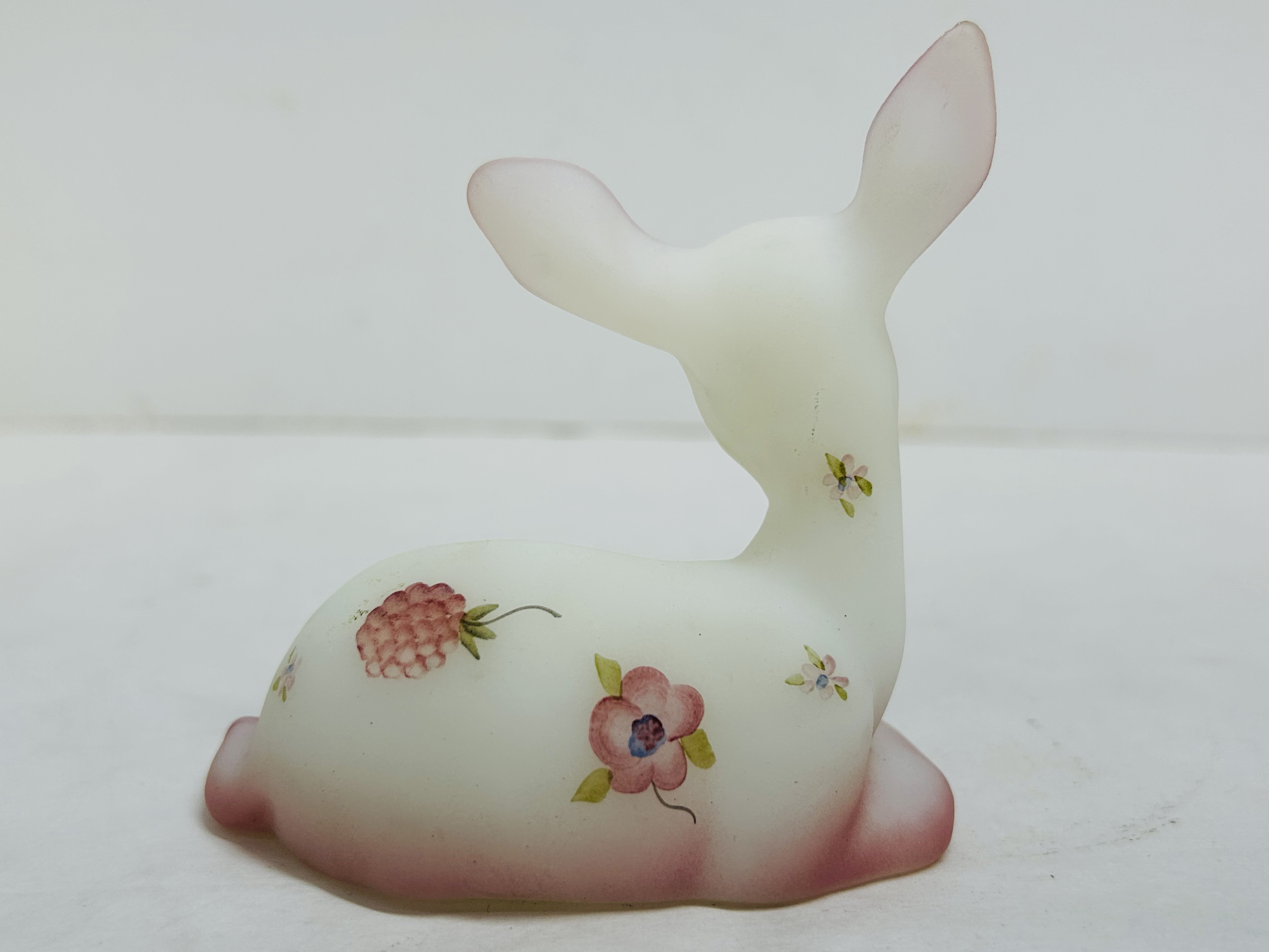 FENTON BURMESE GLASS DEER FIGURINE
