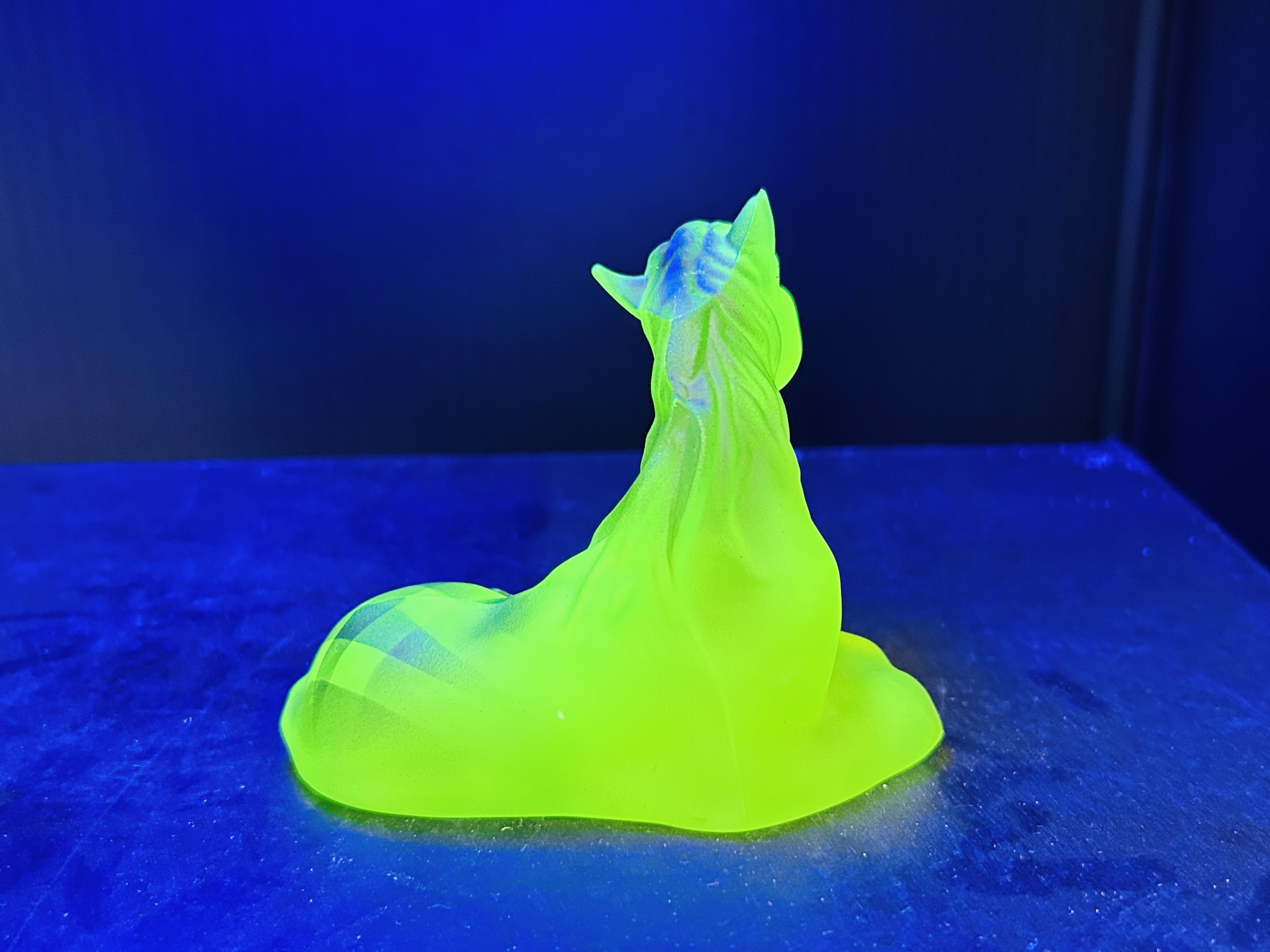 FENTON PAINTED URANIUM GLASS PONY, 2025