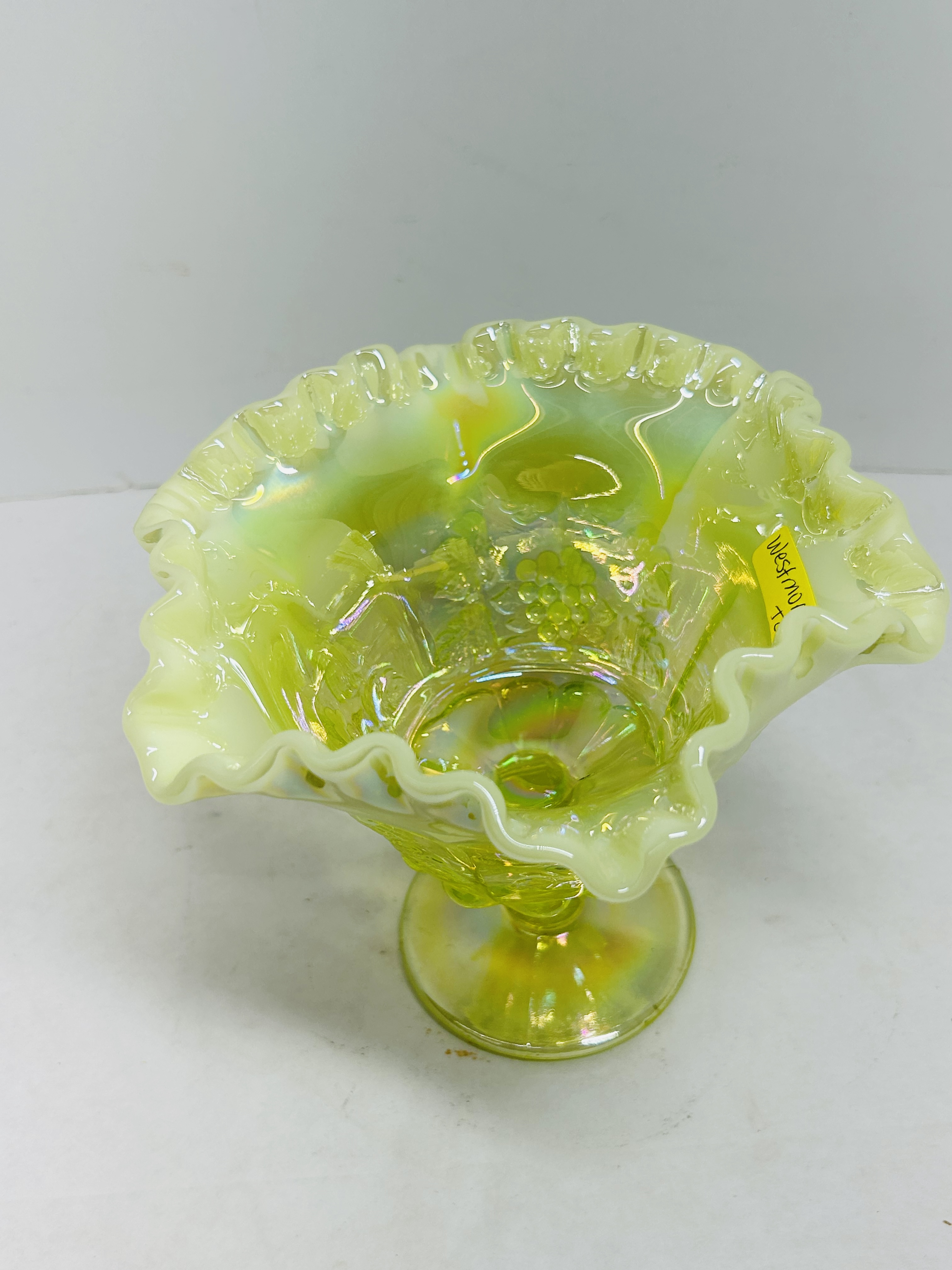 WESTMORELAND VASELINE GRAPE COMPOTE, MID-20TH CENTURY