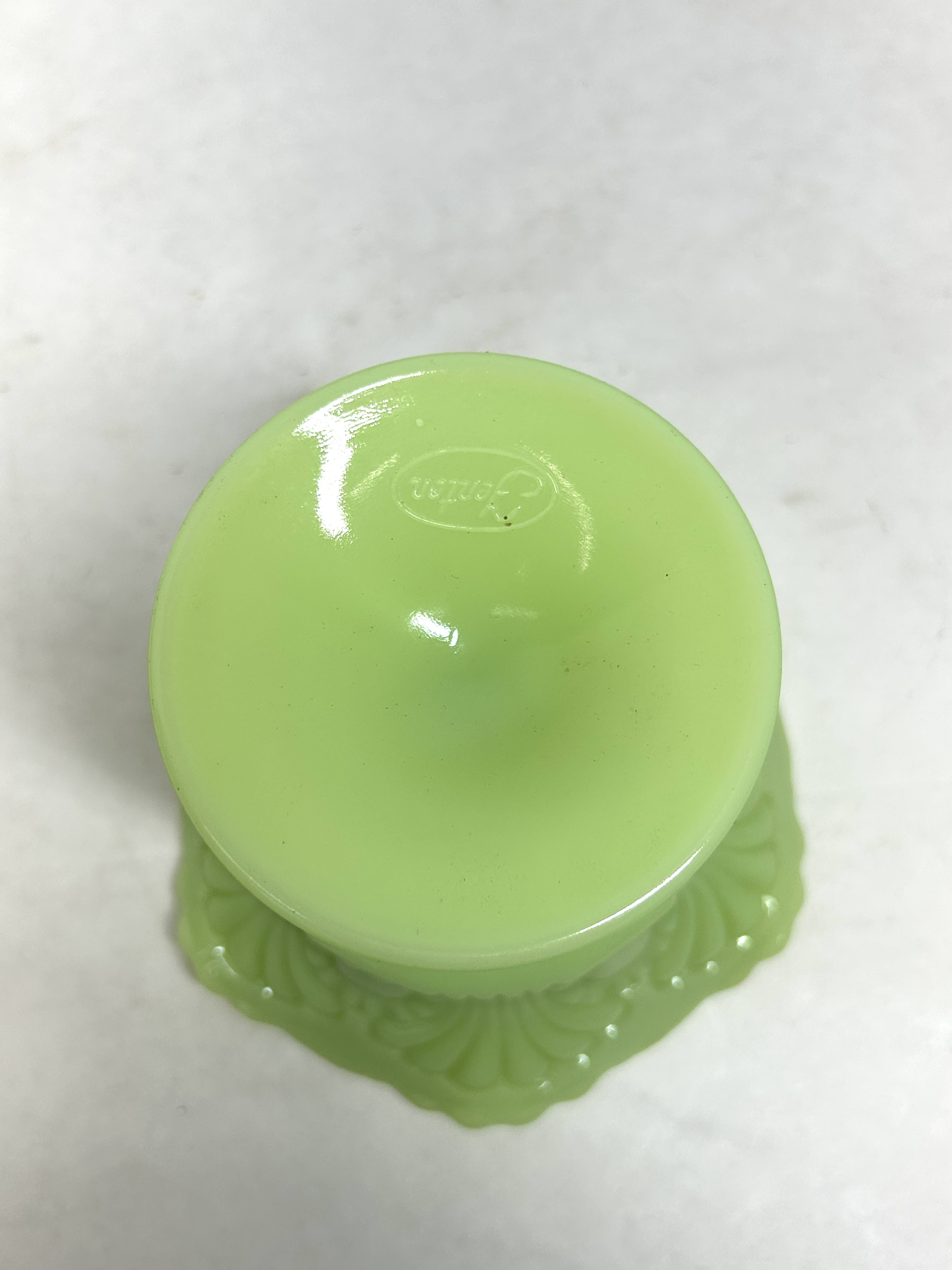 FENTON LIME SATIN COMPOTE, 1970S