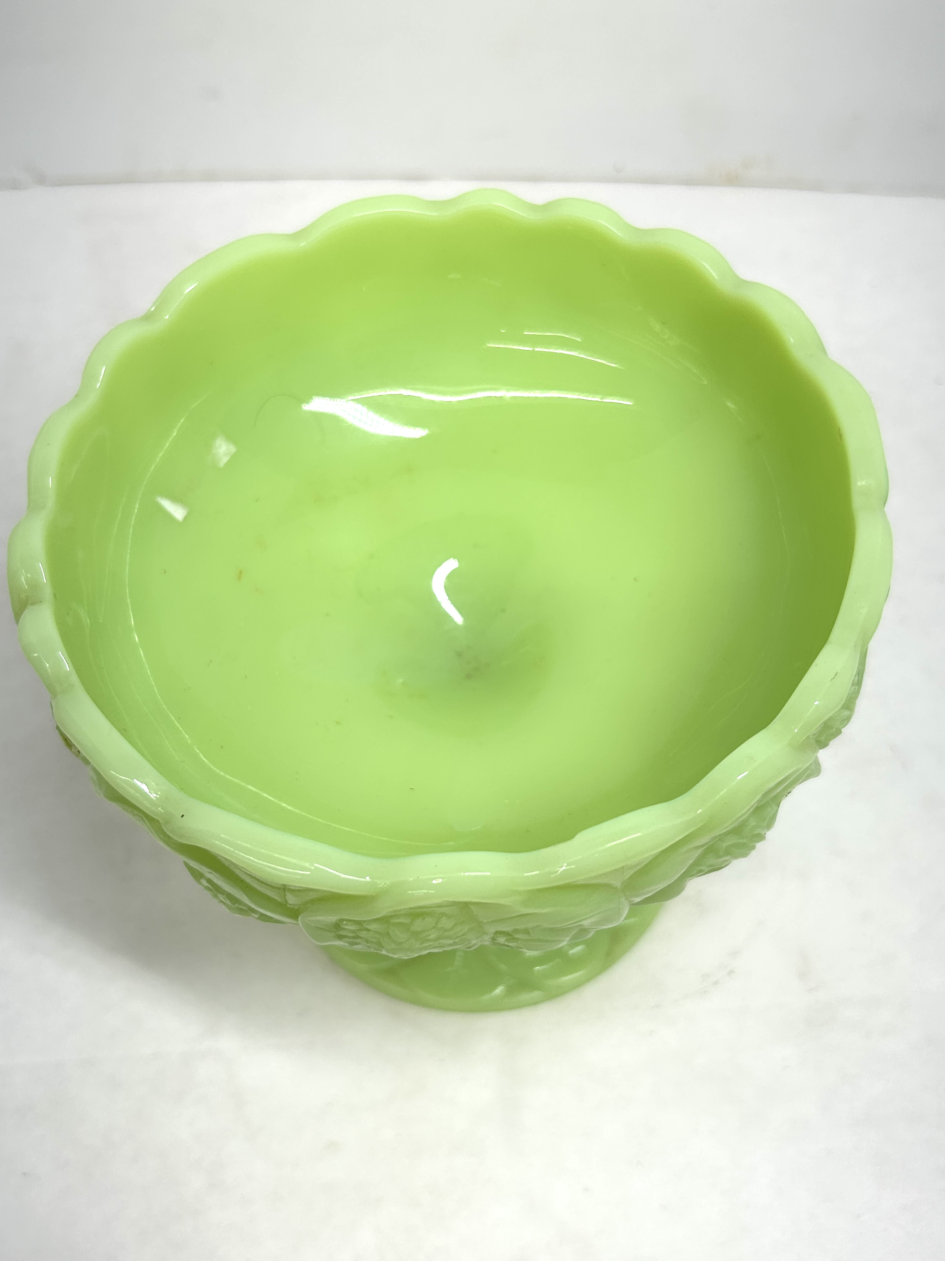 VINTAGE GREEN WATER LILY COMPOTE