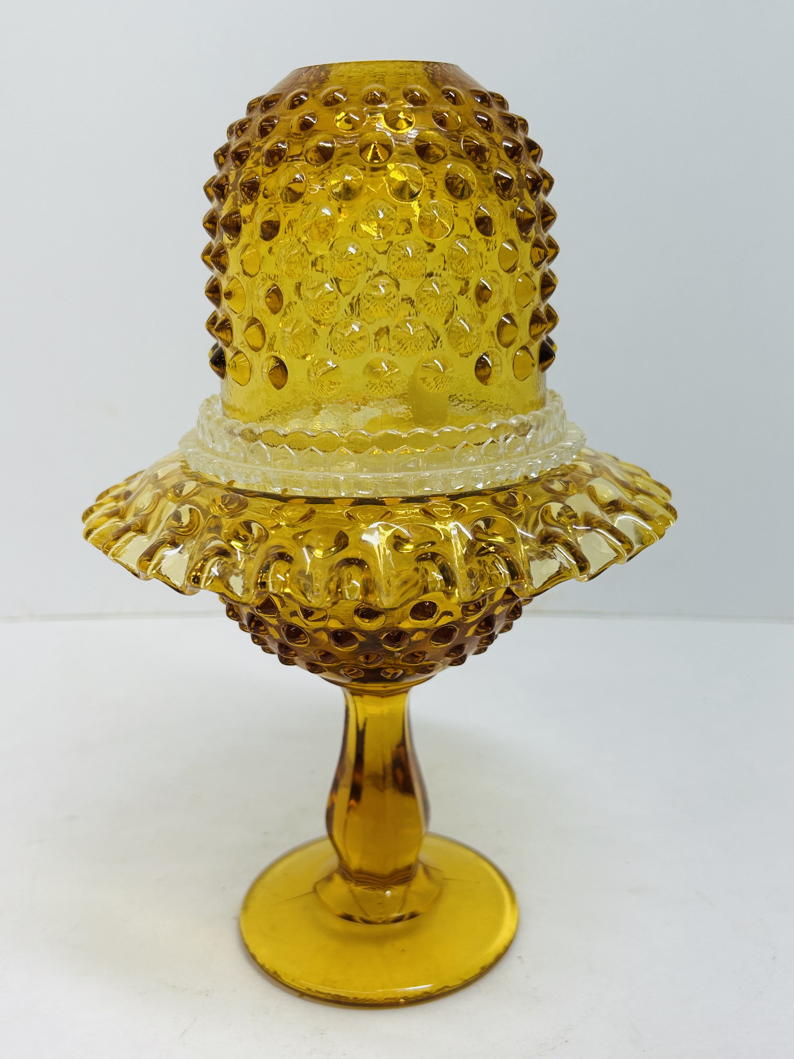 FENTON AMBER GLASS FAIRY LAMP