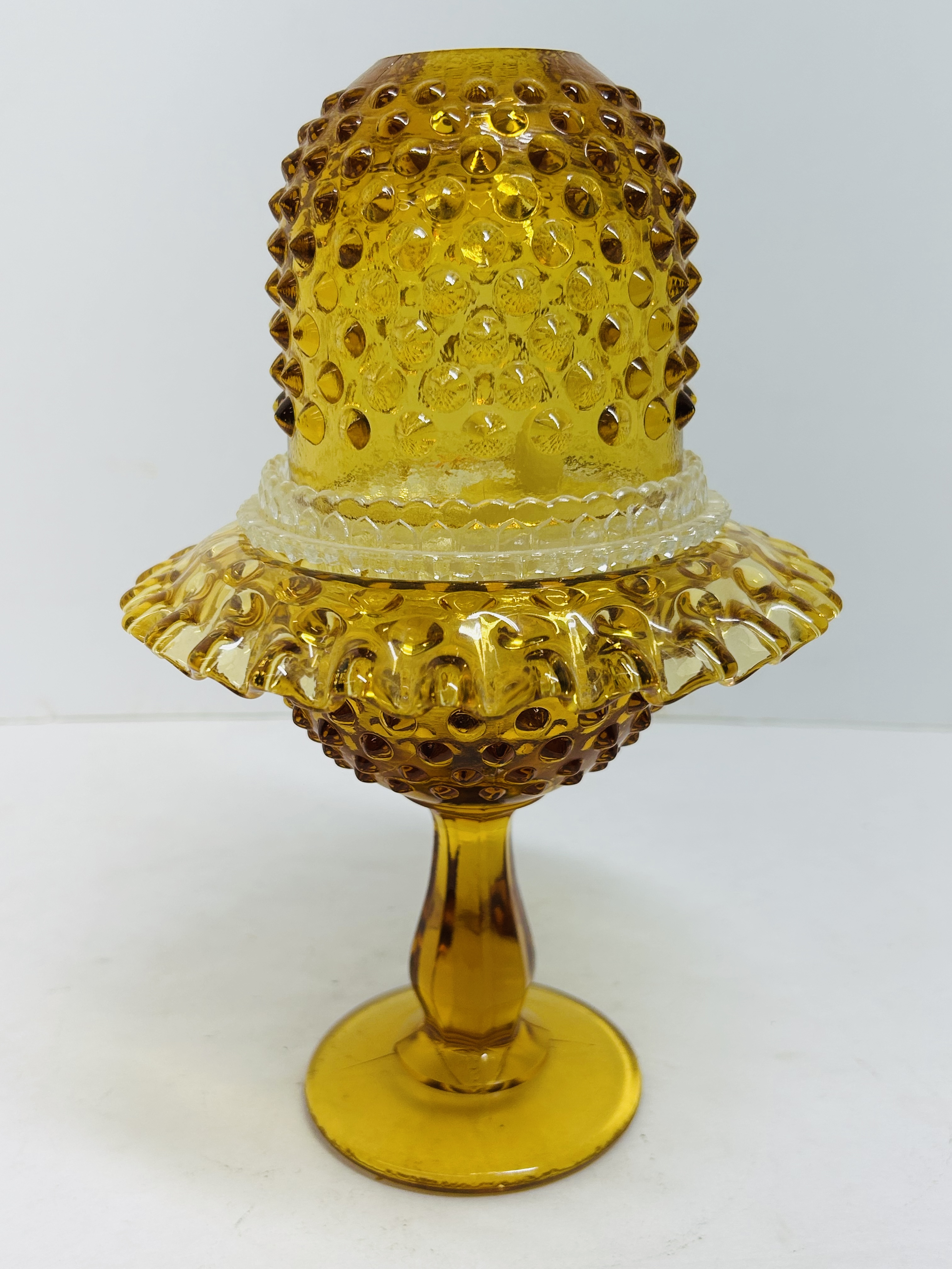FENTON AMBER GLASS FAIRY LAMP