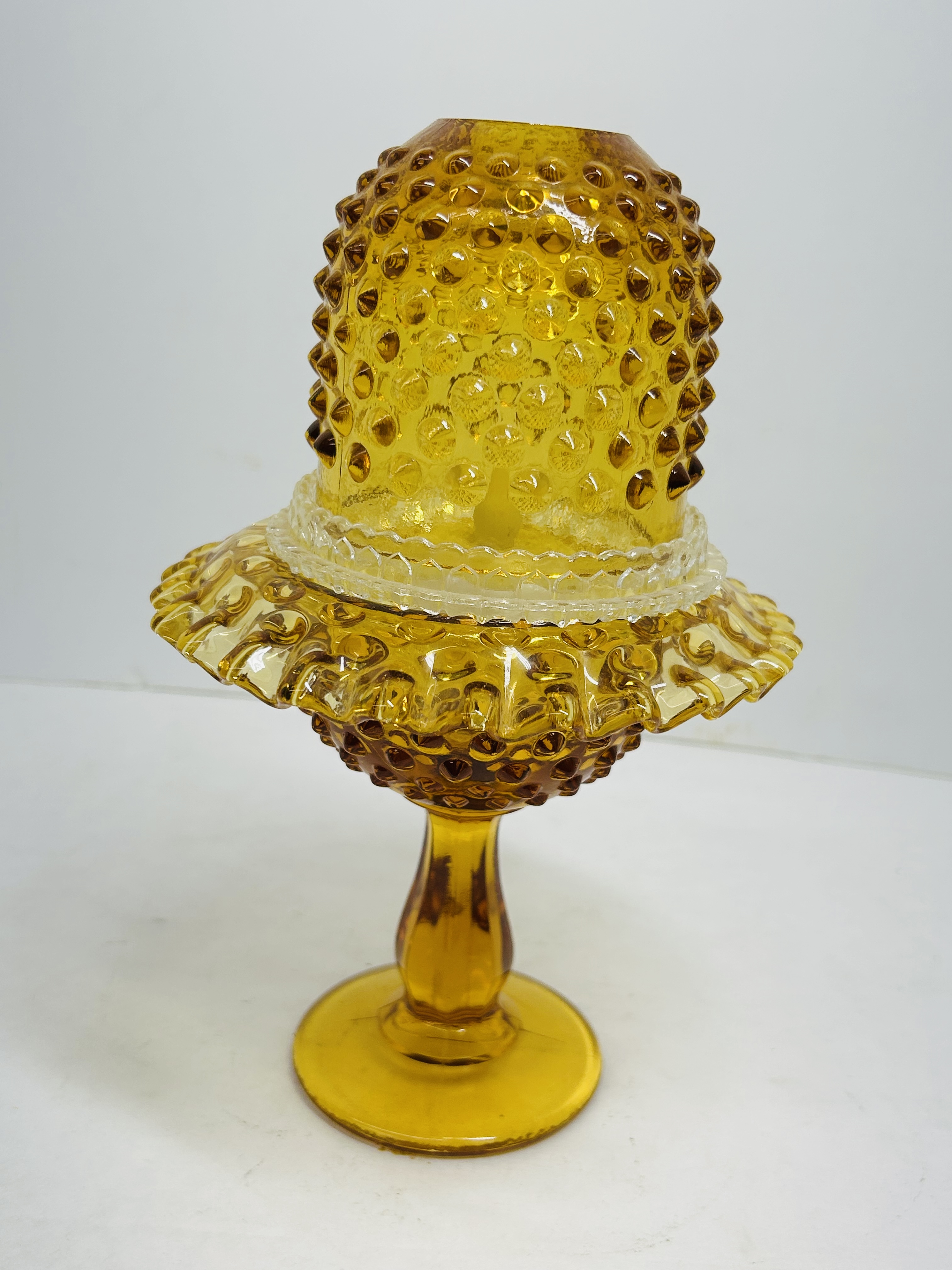 FENTON AMBER GLASS FAIRY LAMP