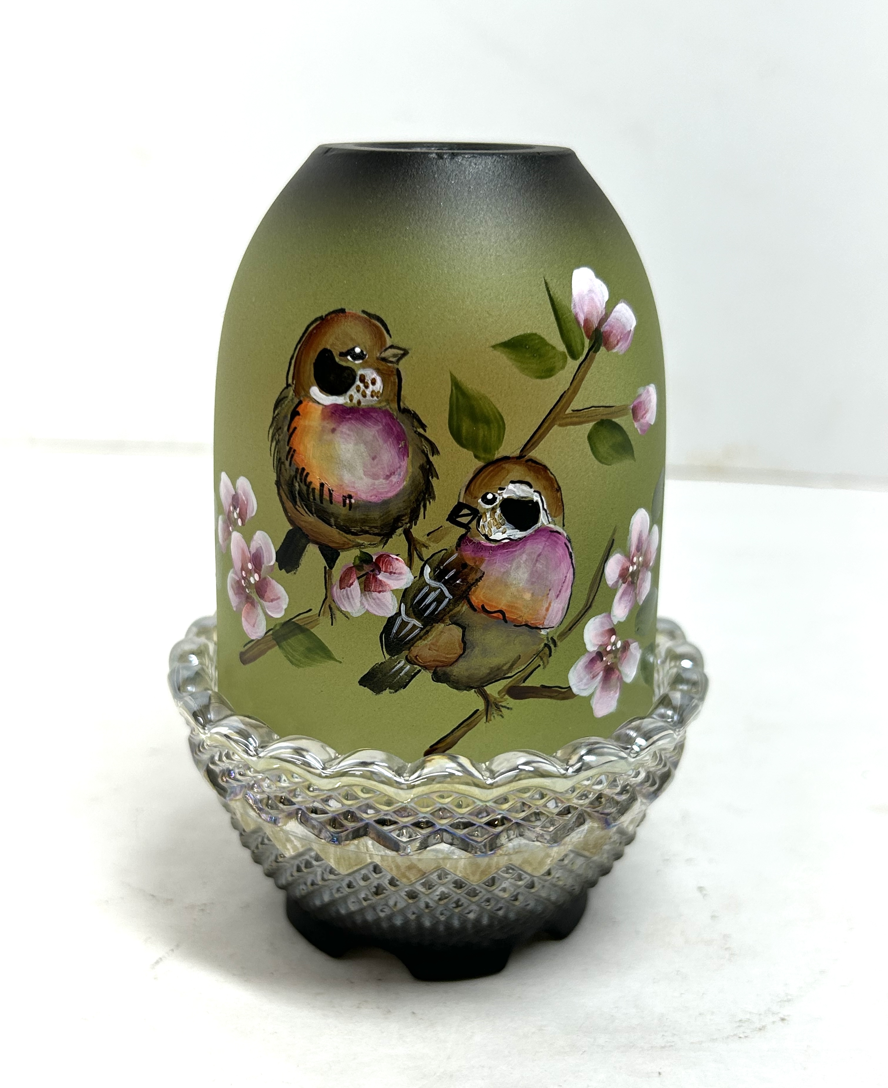 FENTON PAINTED GLASS FAIRY LAMP