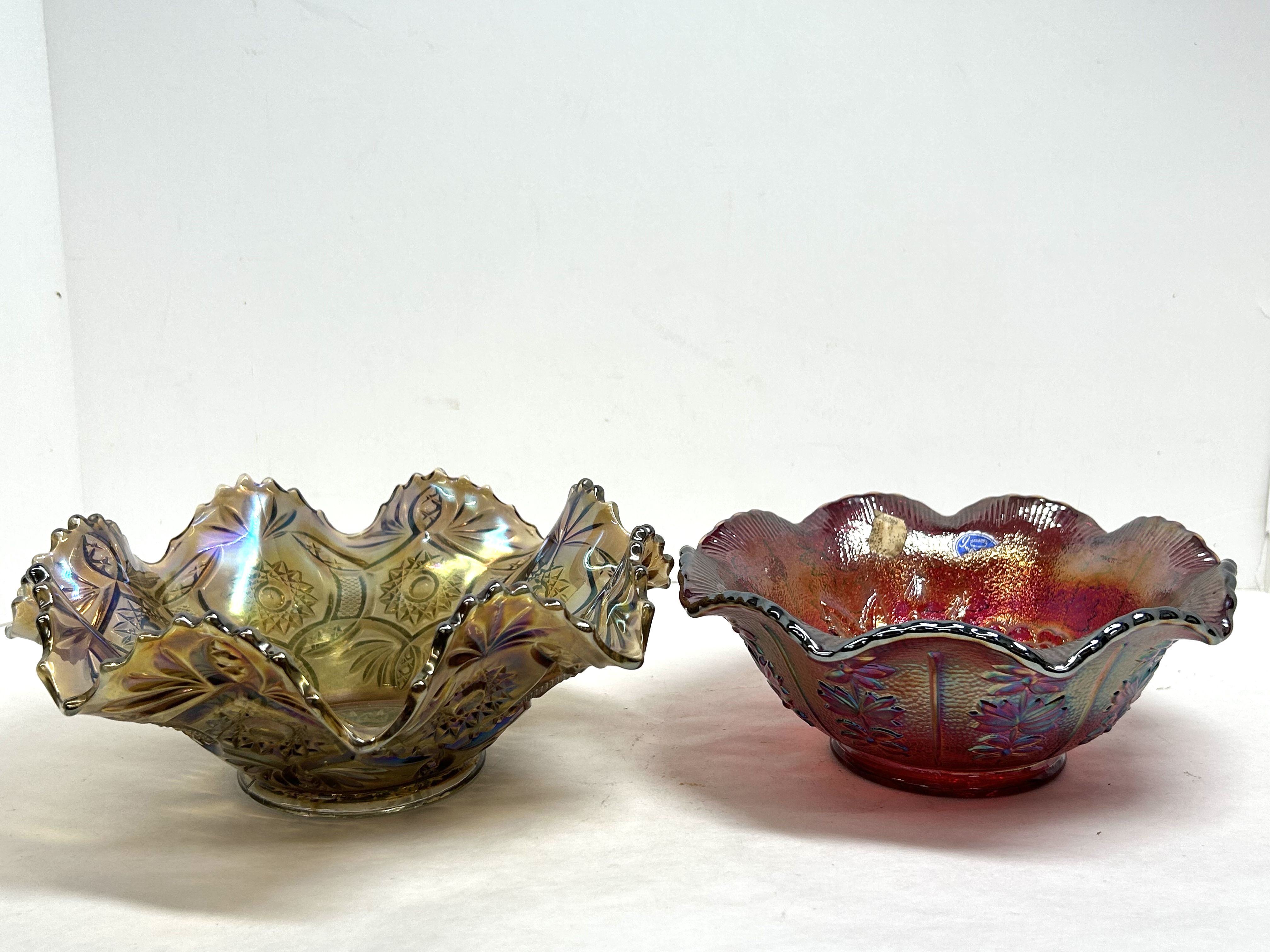 IMPERIAL GLASS TWO CARNIVAL GLASS BOWLS 20TH CENTURY