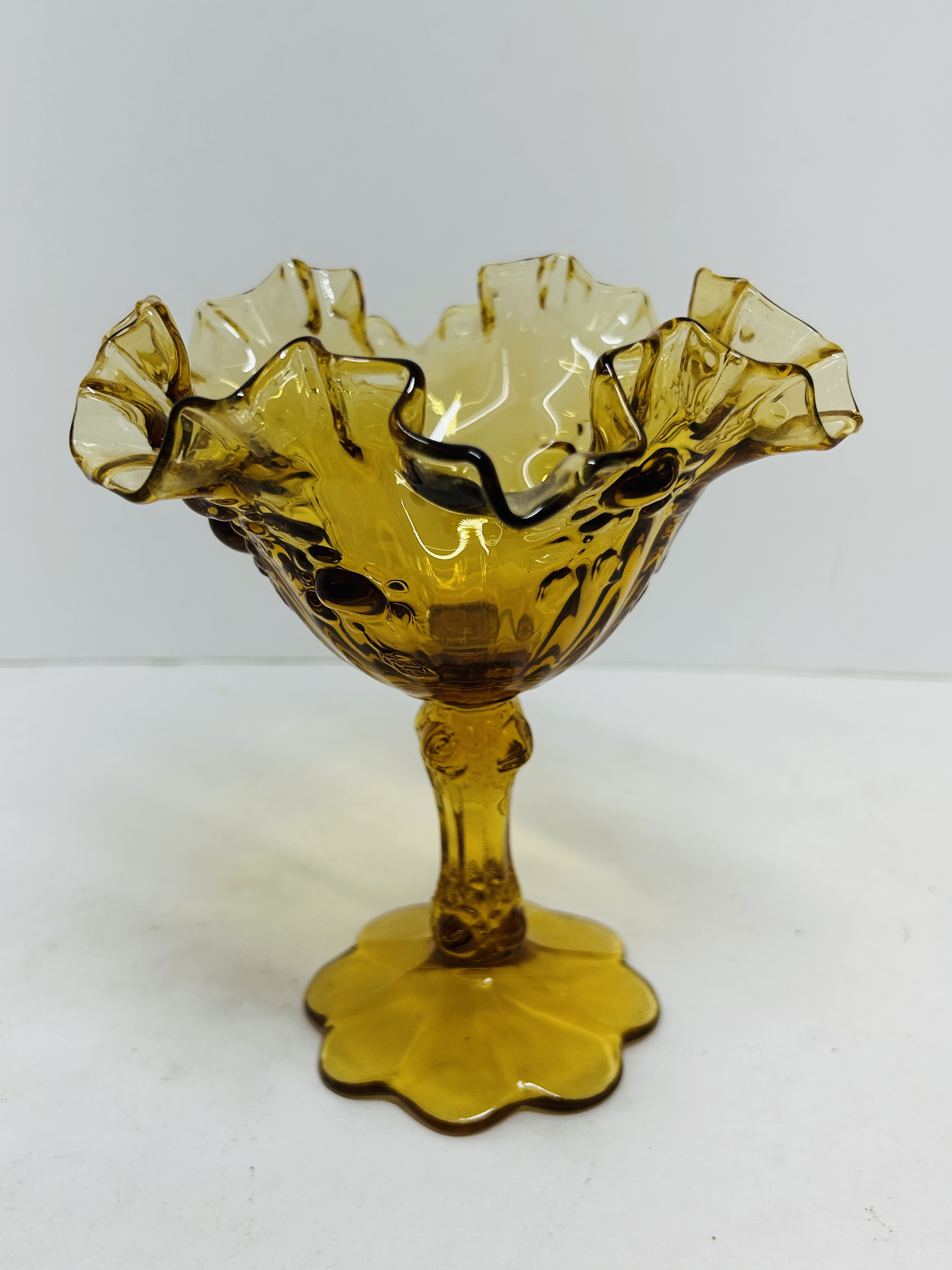 FENTON, TWO ART GLASS COMPOTES, 1970S