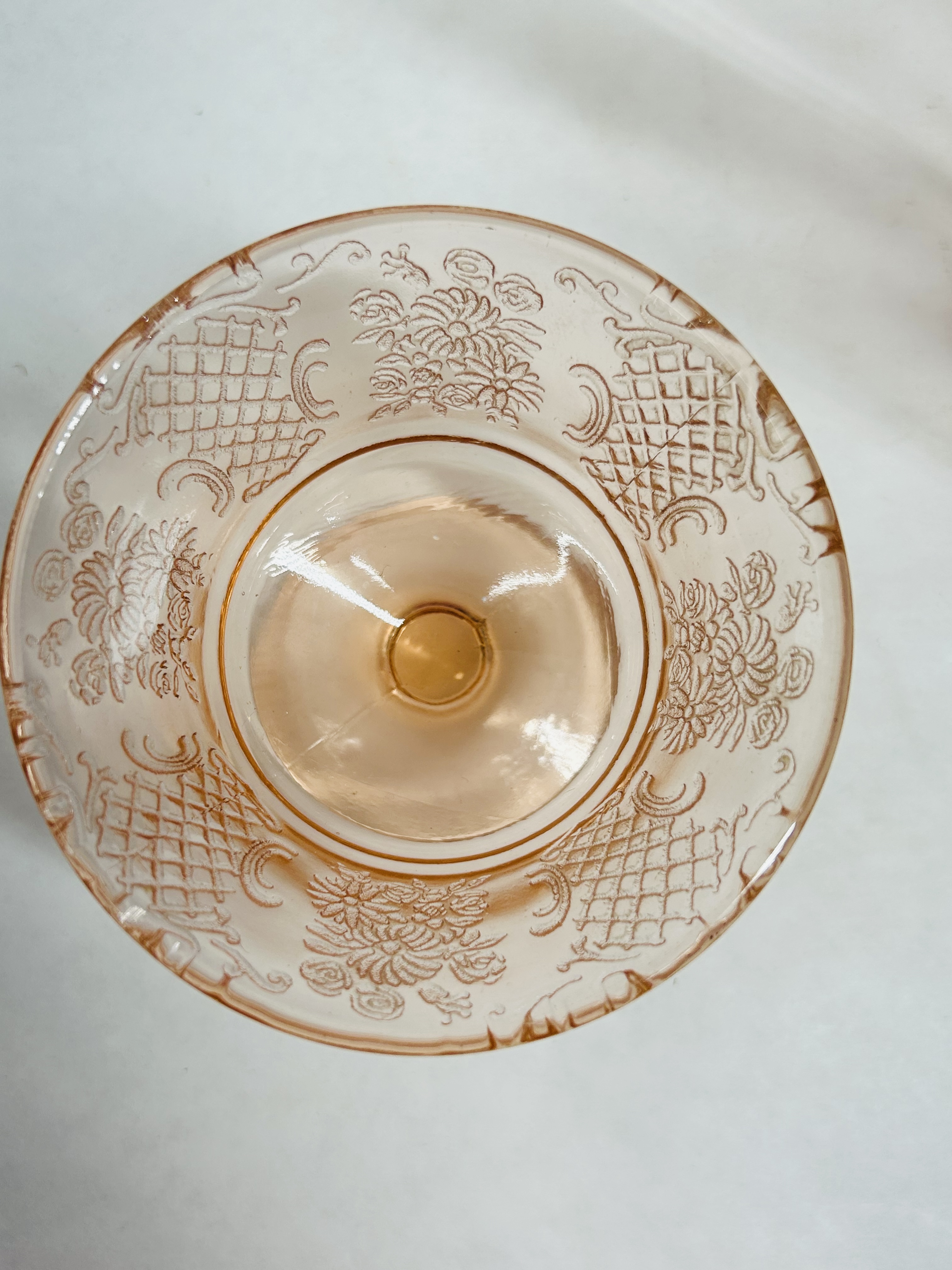 PINK DEPRESSION GLASS TABLEWARE TRIO 1930S