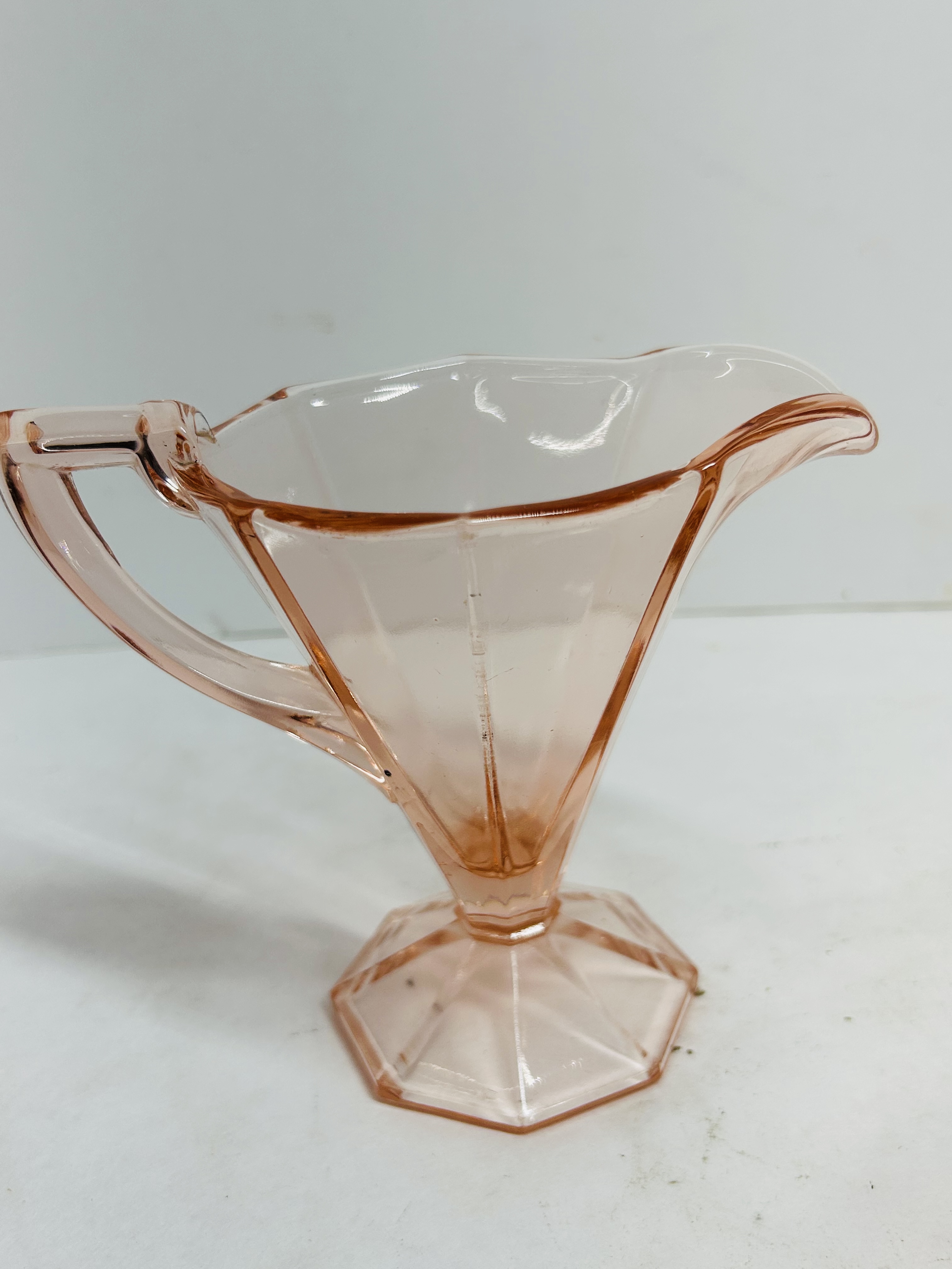PINK DEPRESSION GLASS TABLEWARE TRIO 1930S
