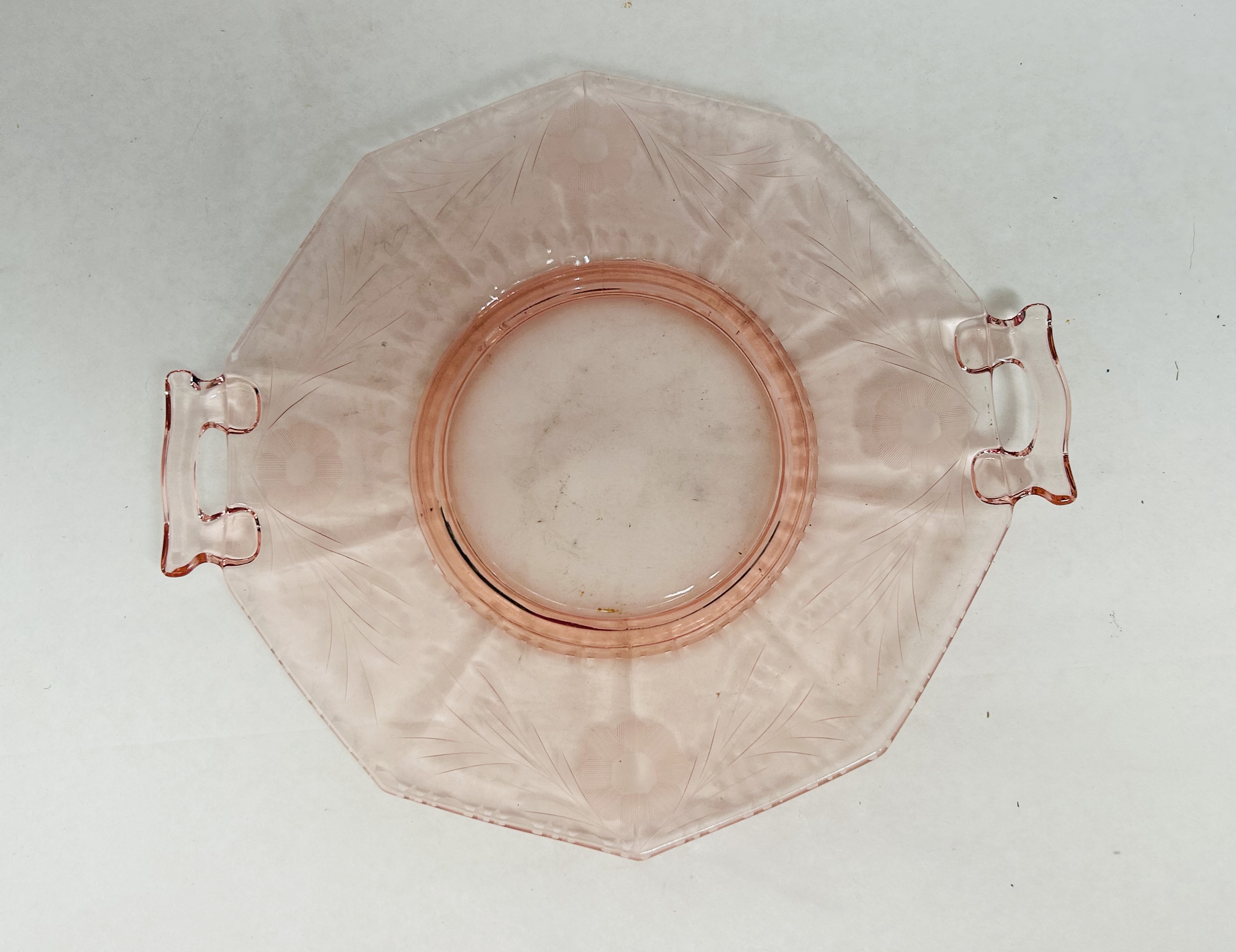 PINK FEDERAL GLASS ROSEMARY SERVER, 1935