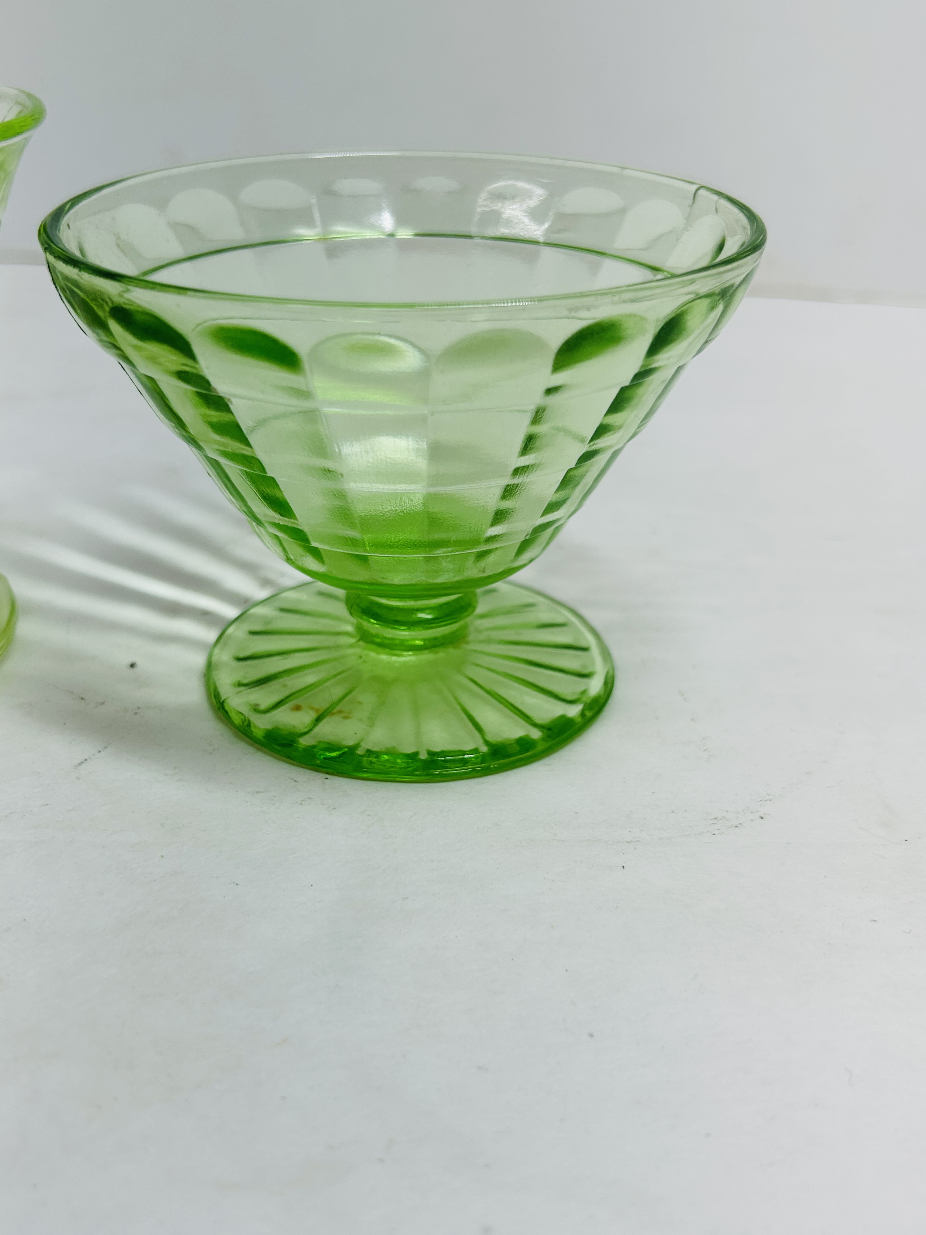 TWO AMERICAN GREEN URANIUM SHERBETS, 1930S