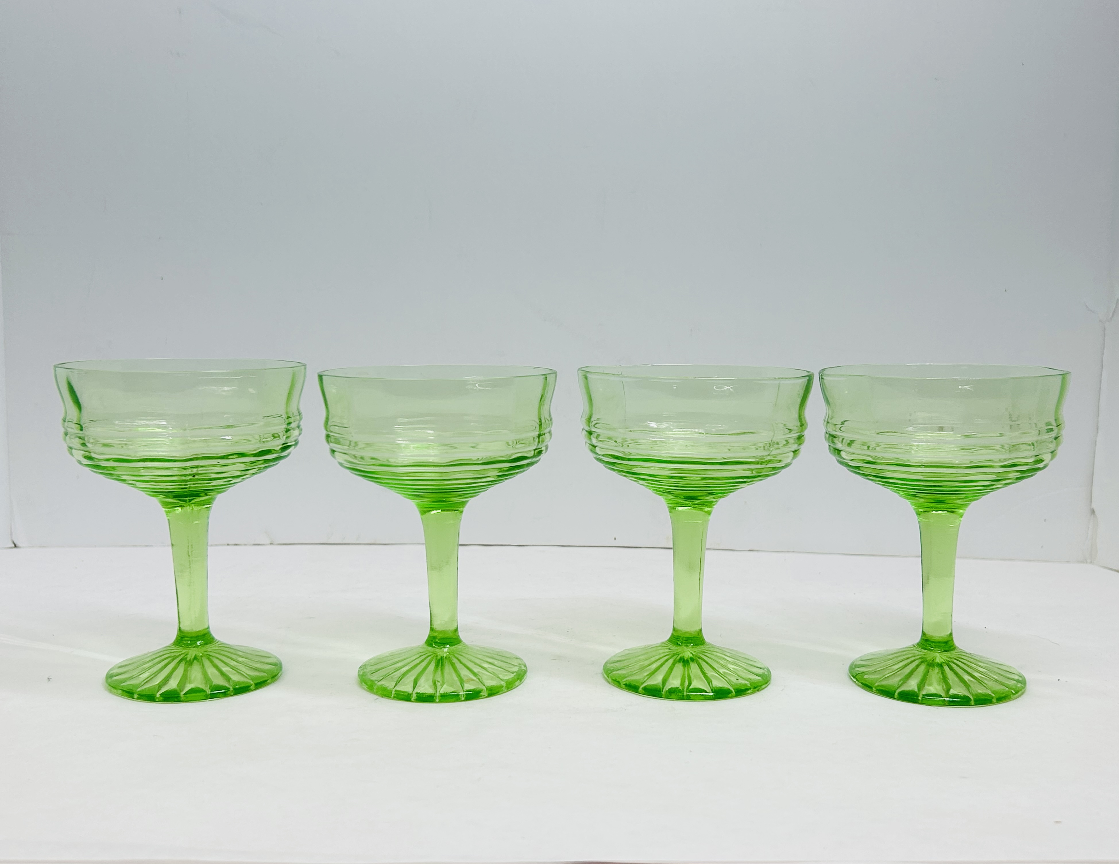HOCKING GREEN URANIUM COUPES, 1930S