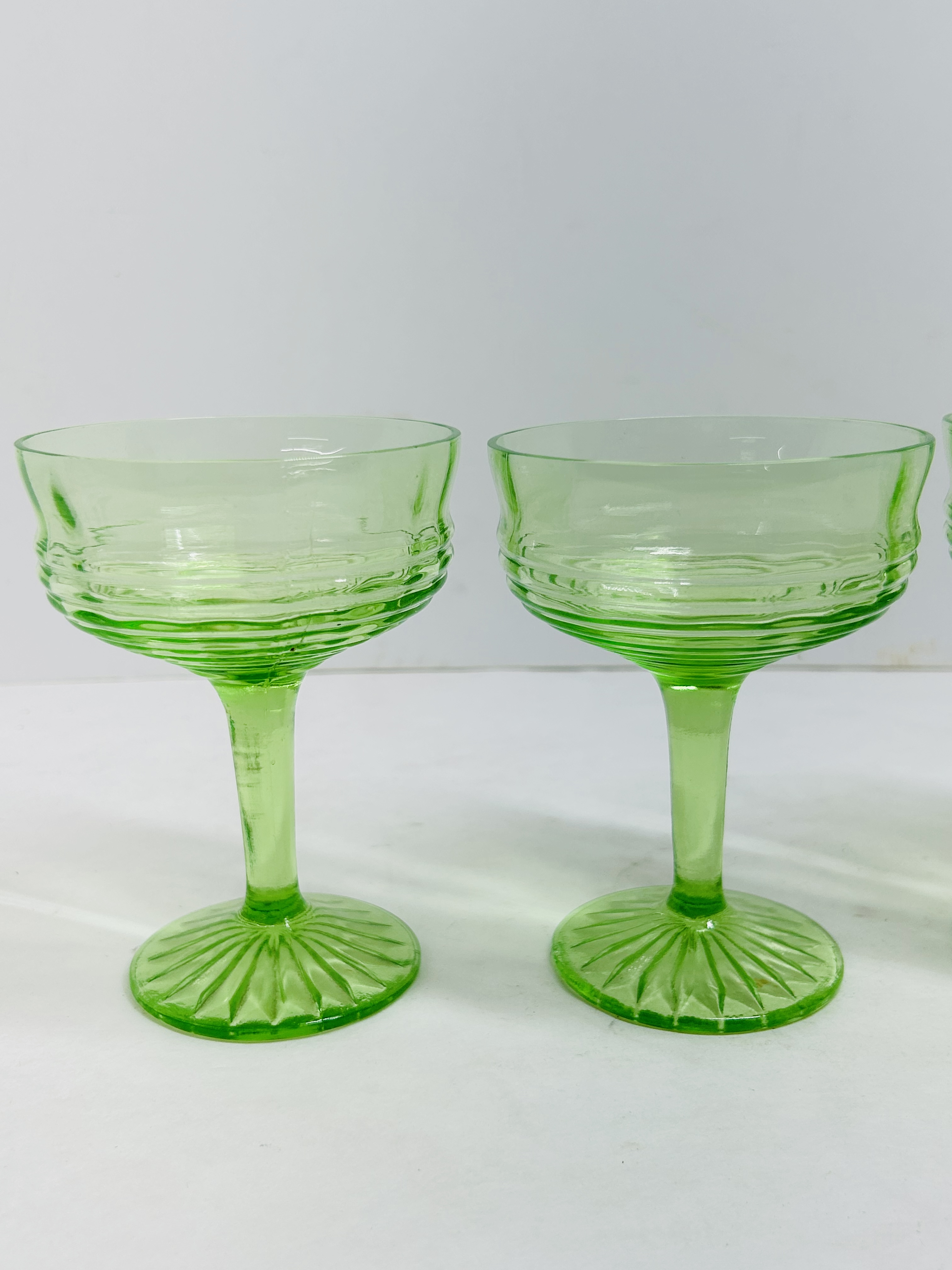 HOCKING GREEN URANIUM COUPES, 1930S
