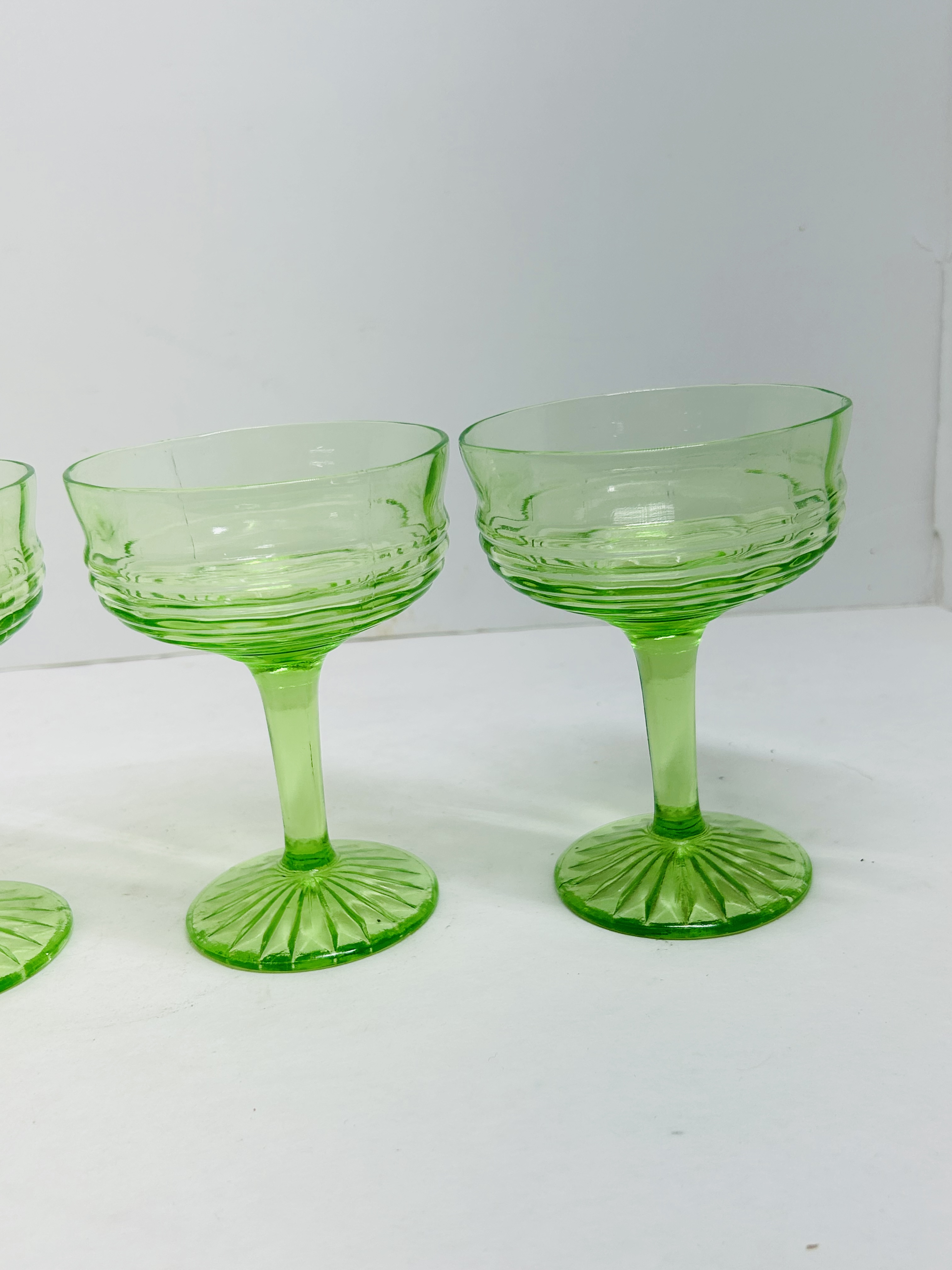 HOCKING GREEN URANIUM COUPES, 1930S