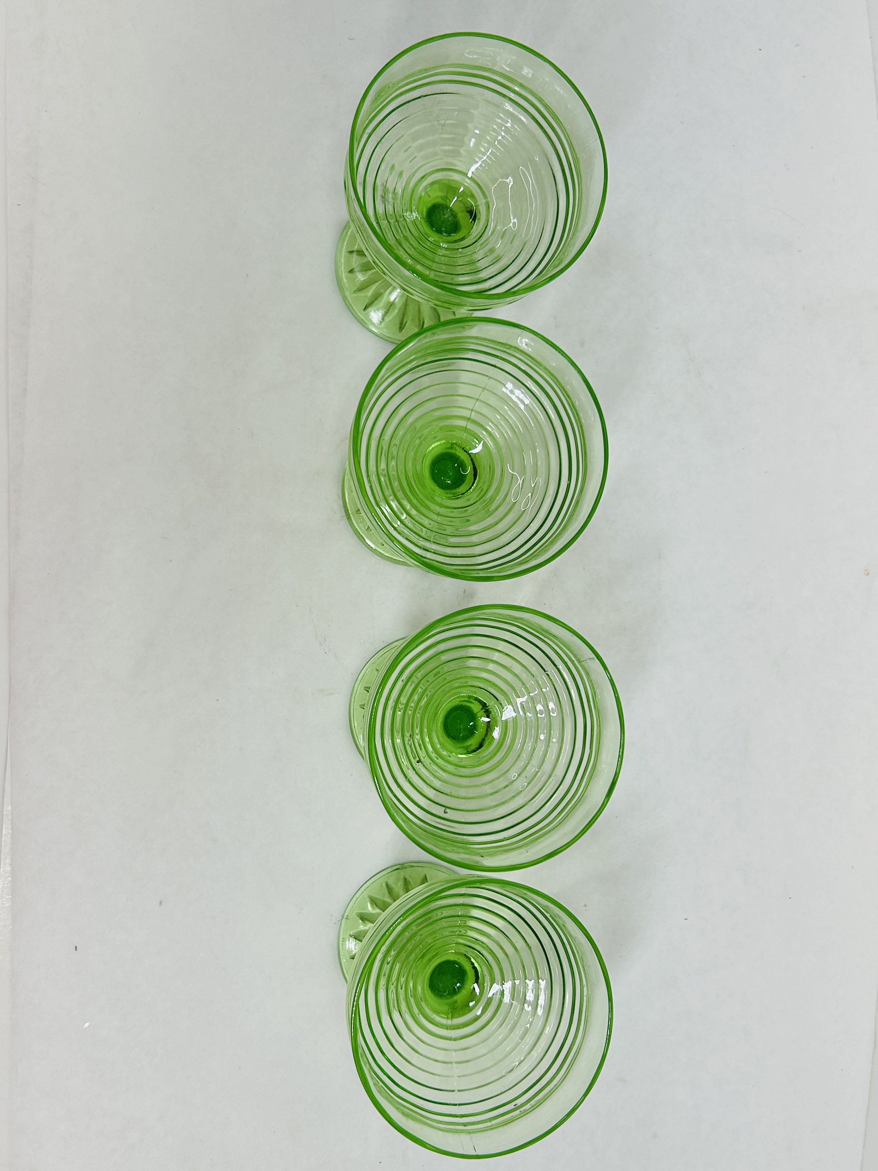 HOCKING GREEN URANIUM COUPES, 1930S