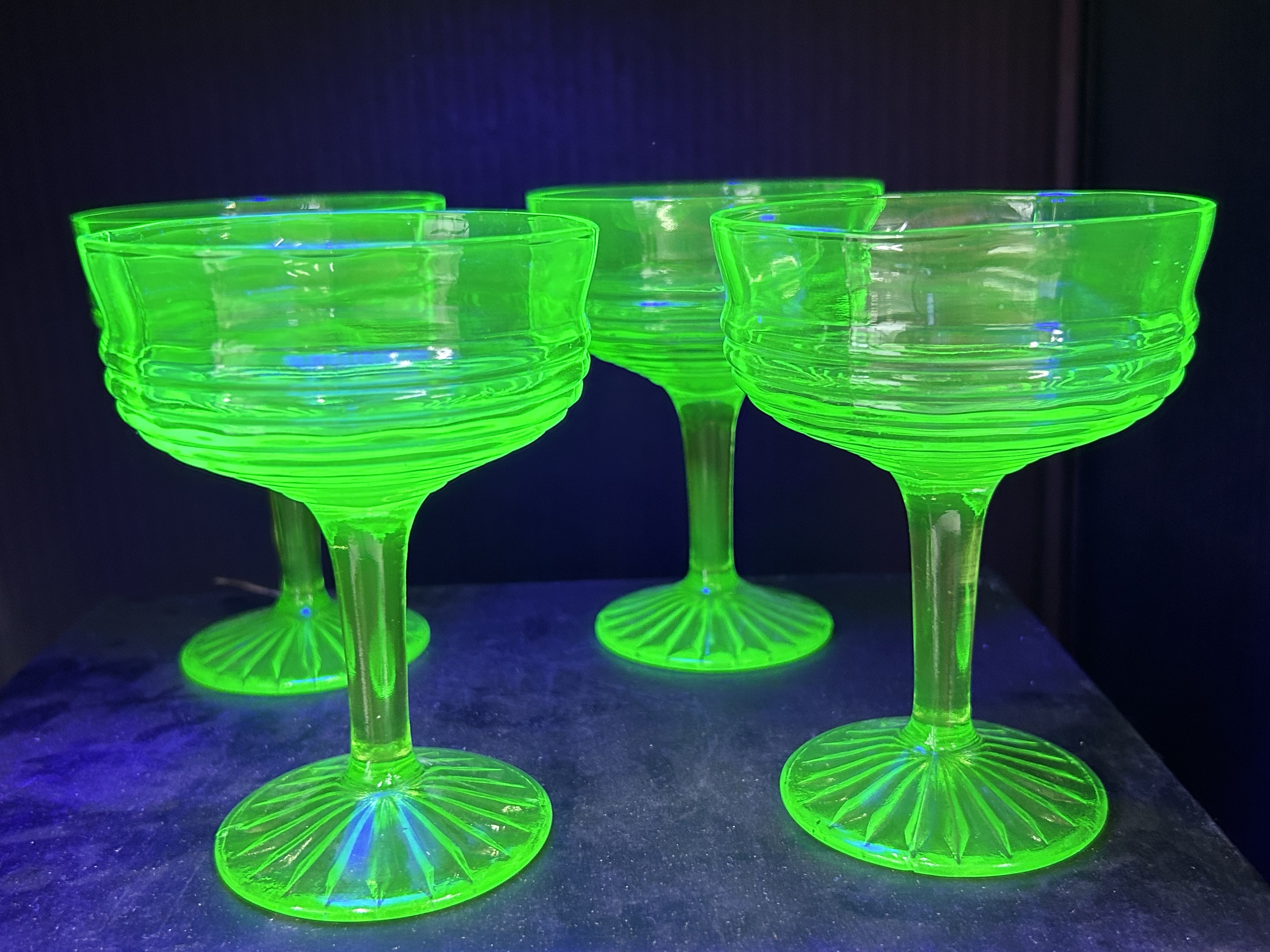 HOCKING GREEN URANIUM COUPES, 1930S