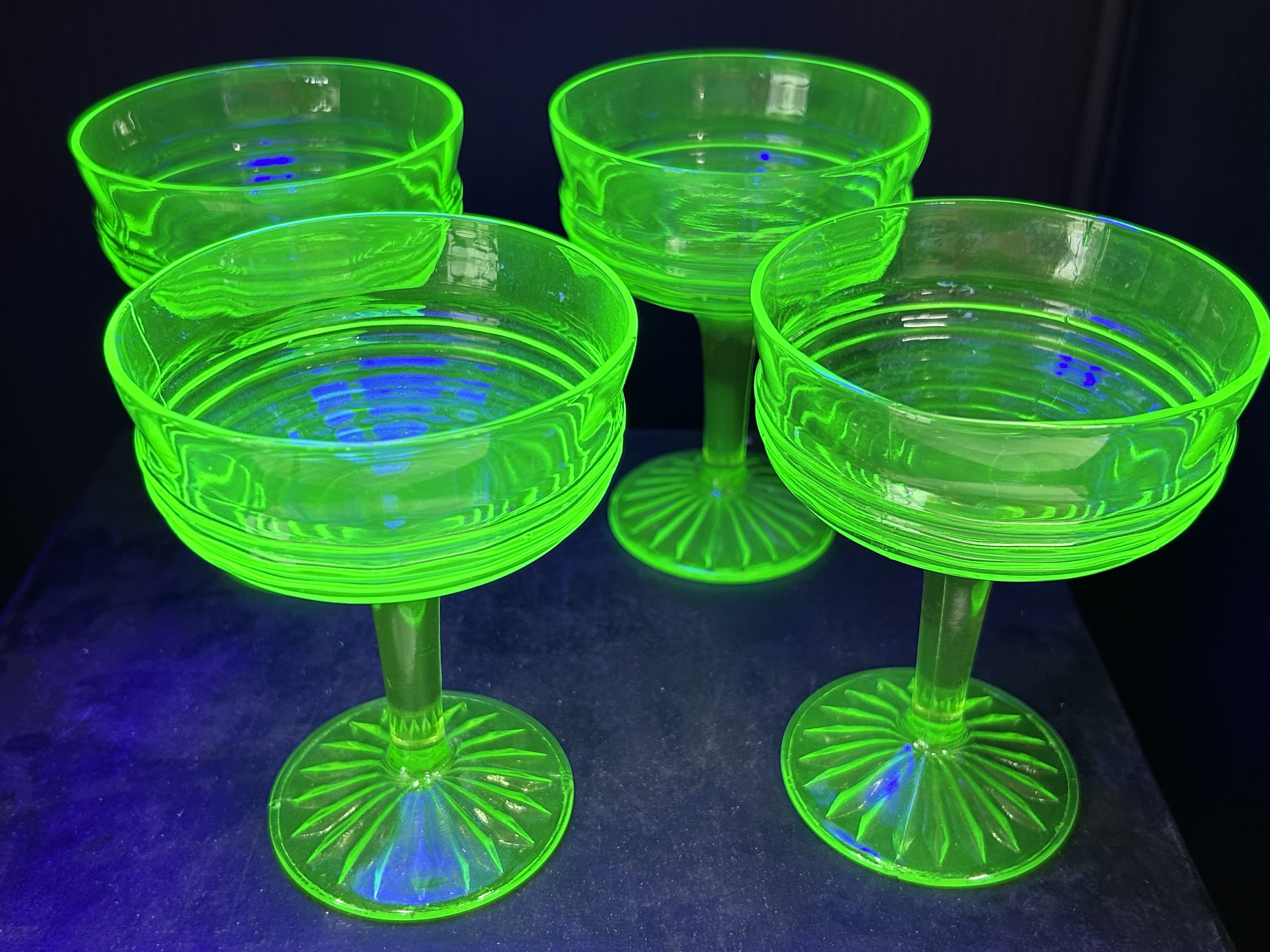 HOCKING GREEN URANIUM COUPES, 1930S