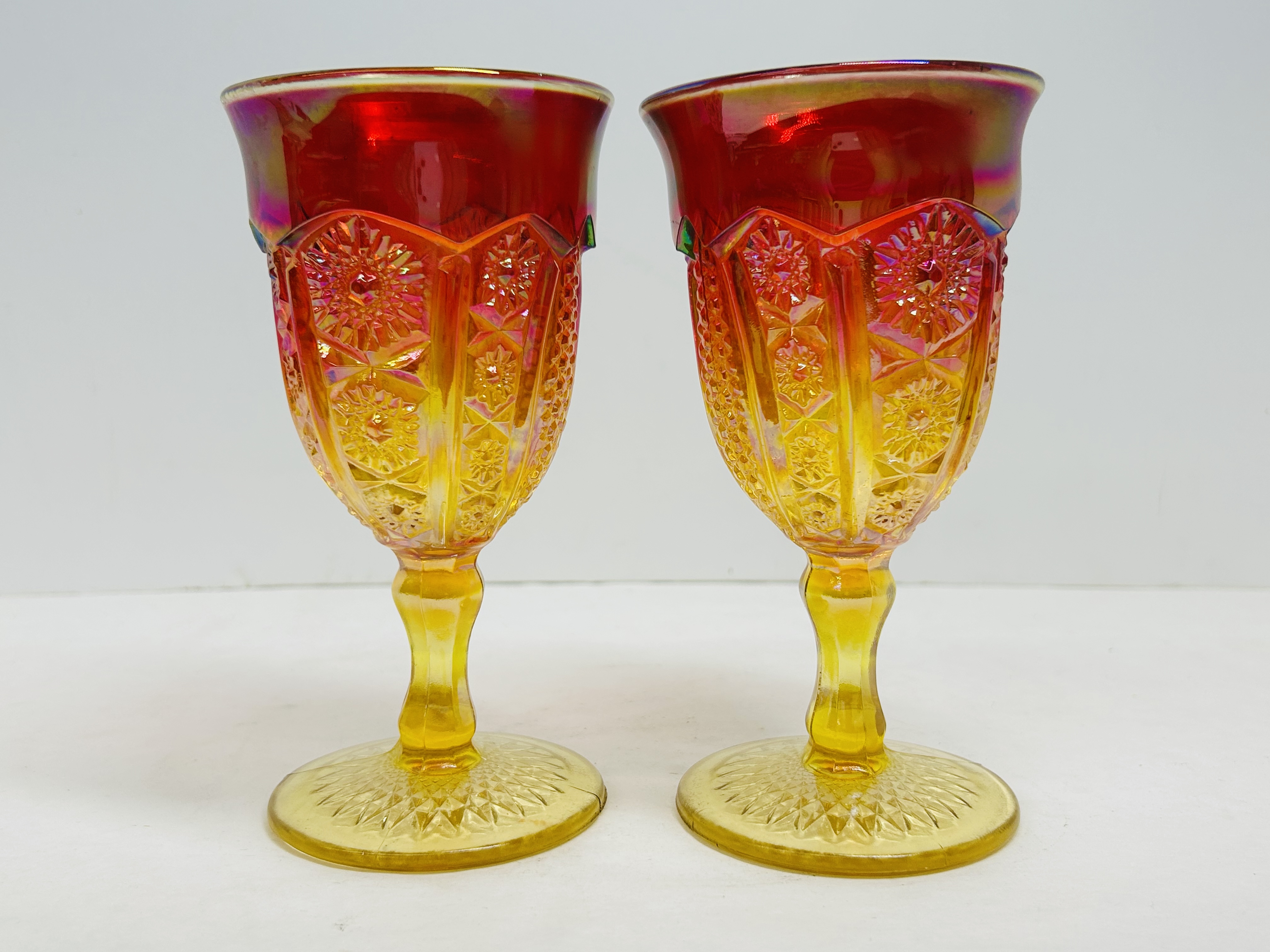 INDIANA GLASS STYLE AMBERINA GOBLETS 1970S