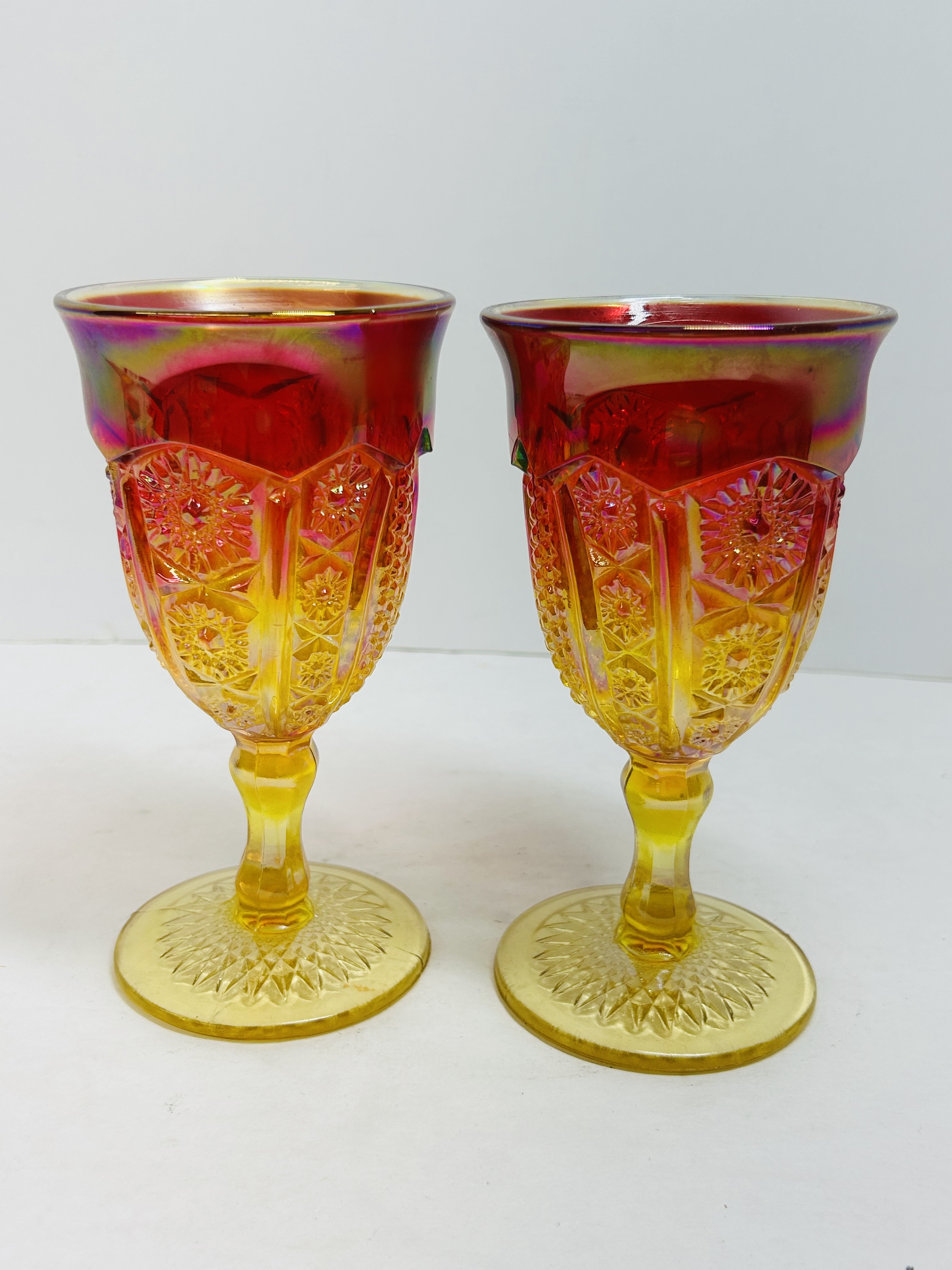 INDIANA GLASS STYLE AMBERINA GOBLETS 1970S