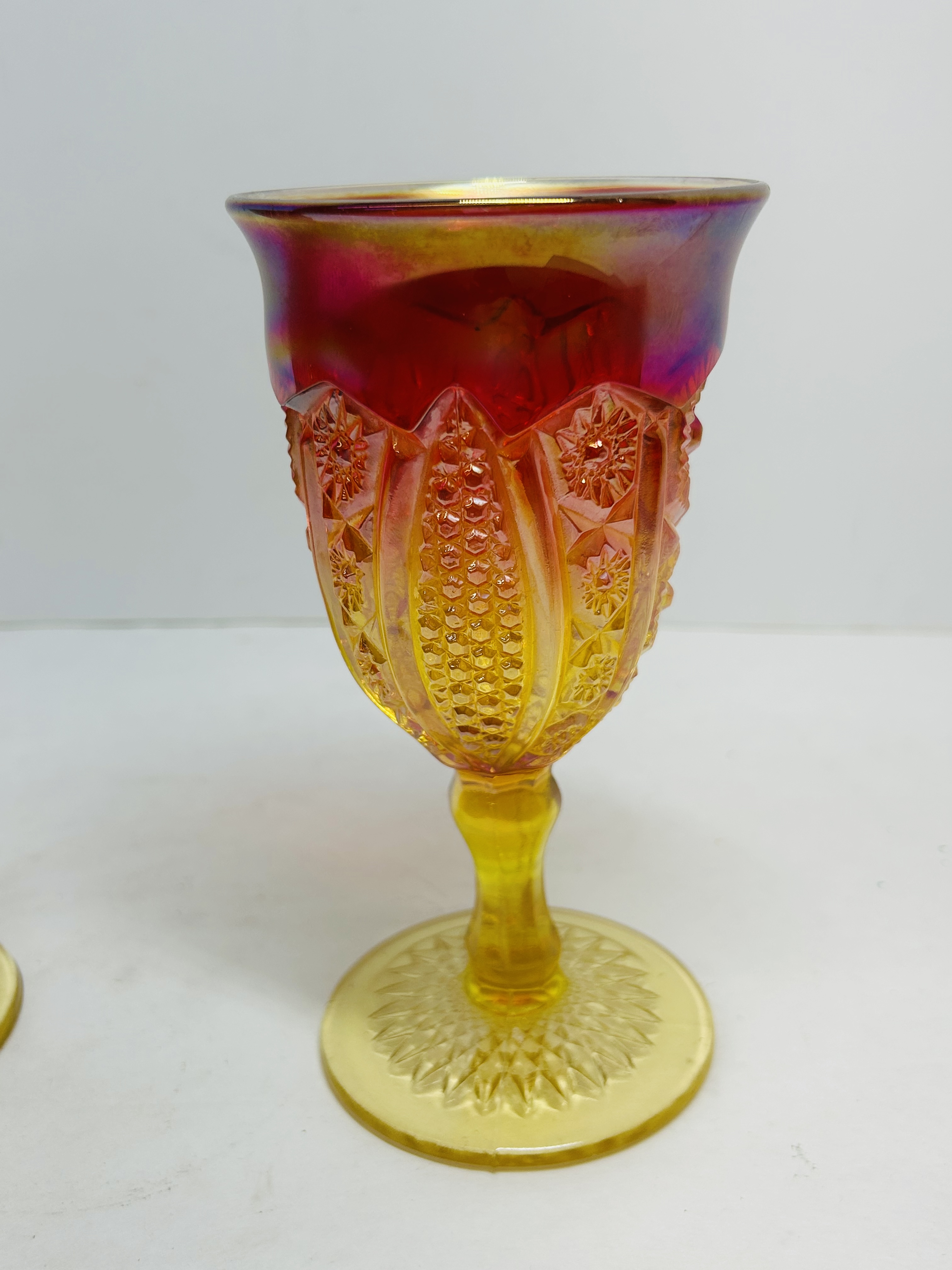 INDIANA GLASS STYLE AMBERINA GOBLETS 1970S