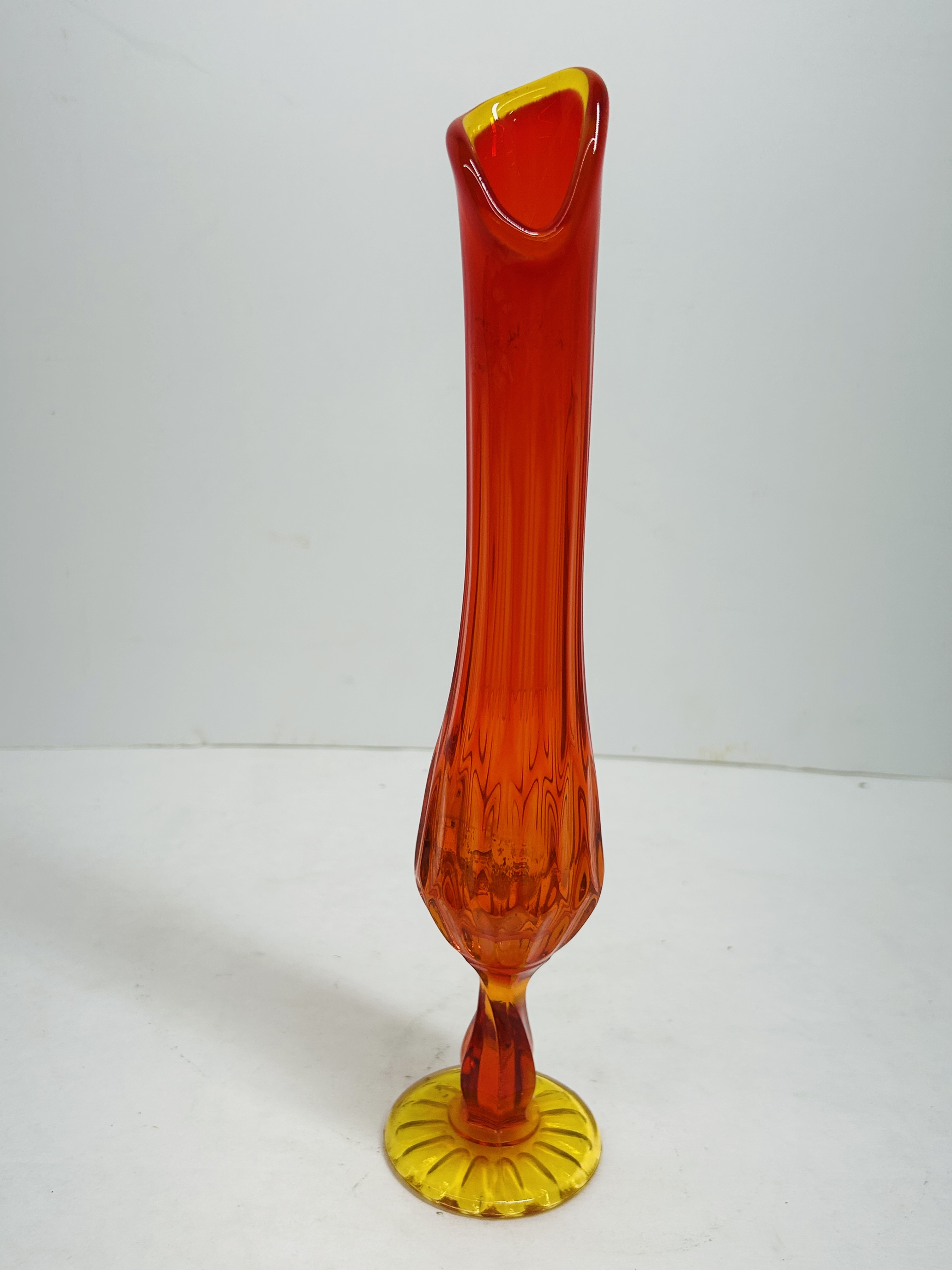 AMBERINA SWUNG GLASS PEDESTAL VASE
