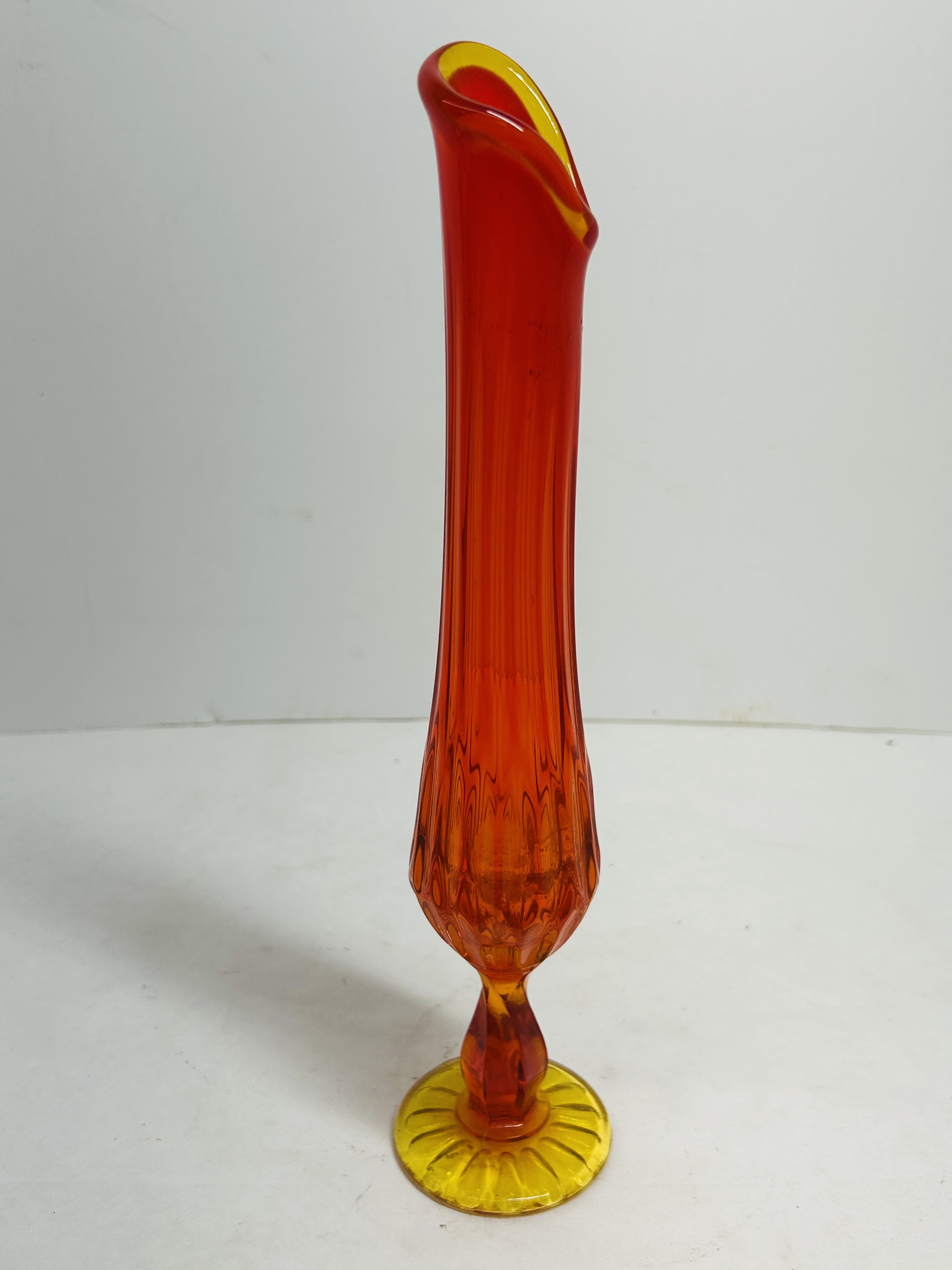 AMBERINA SWUNG GLASS PEDESTAL VASE