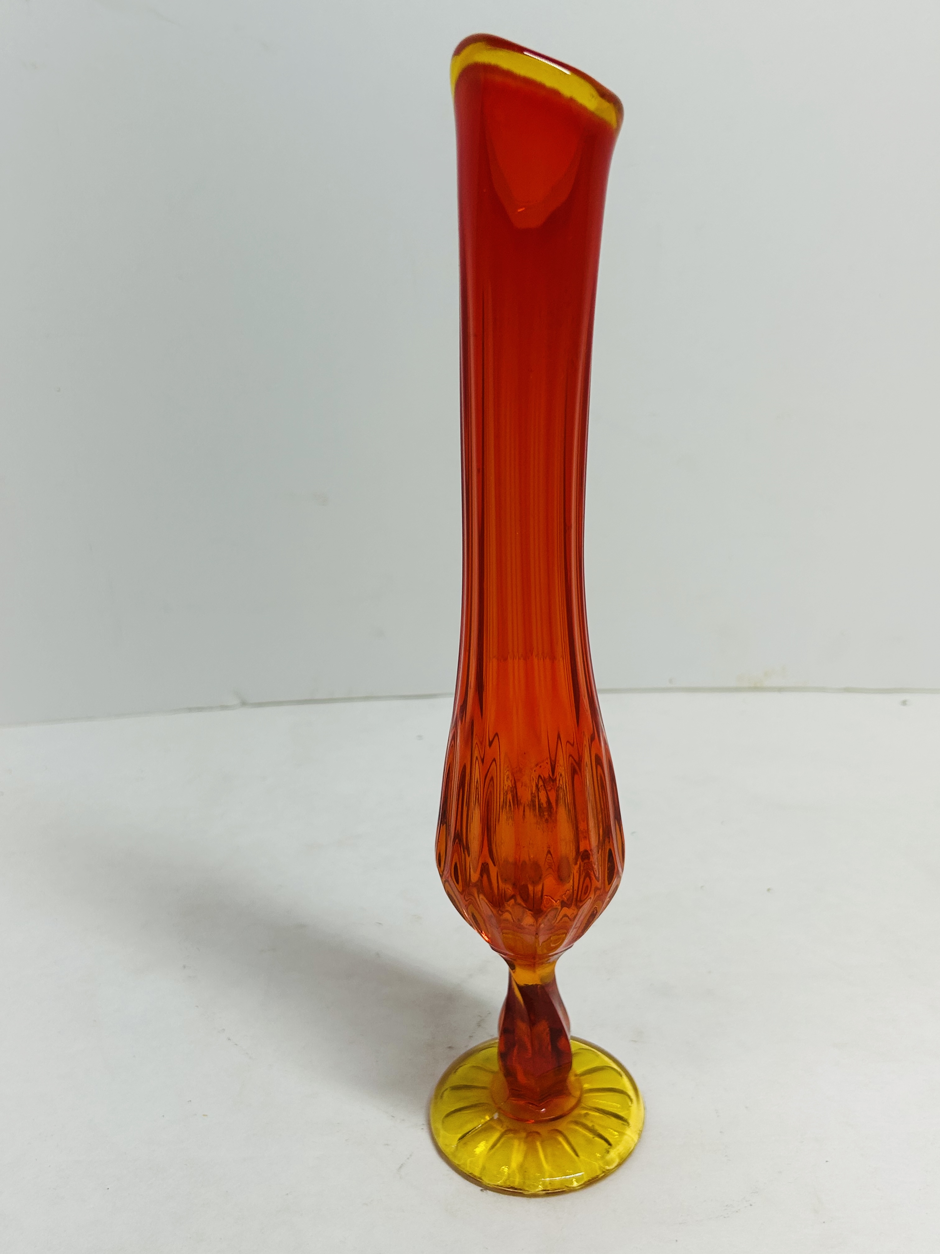 AMBERINA SWUNG GLASS PEDESTAL VASE