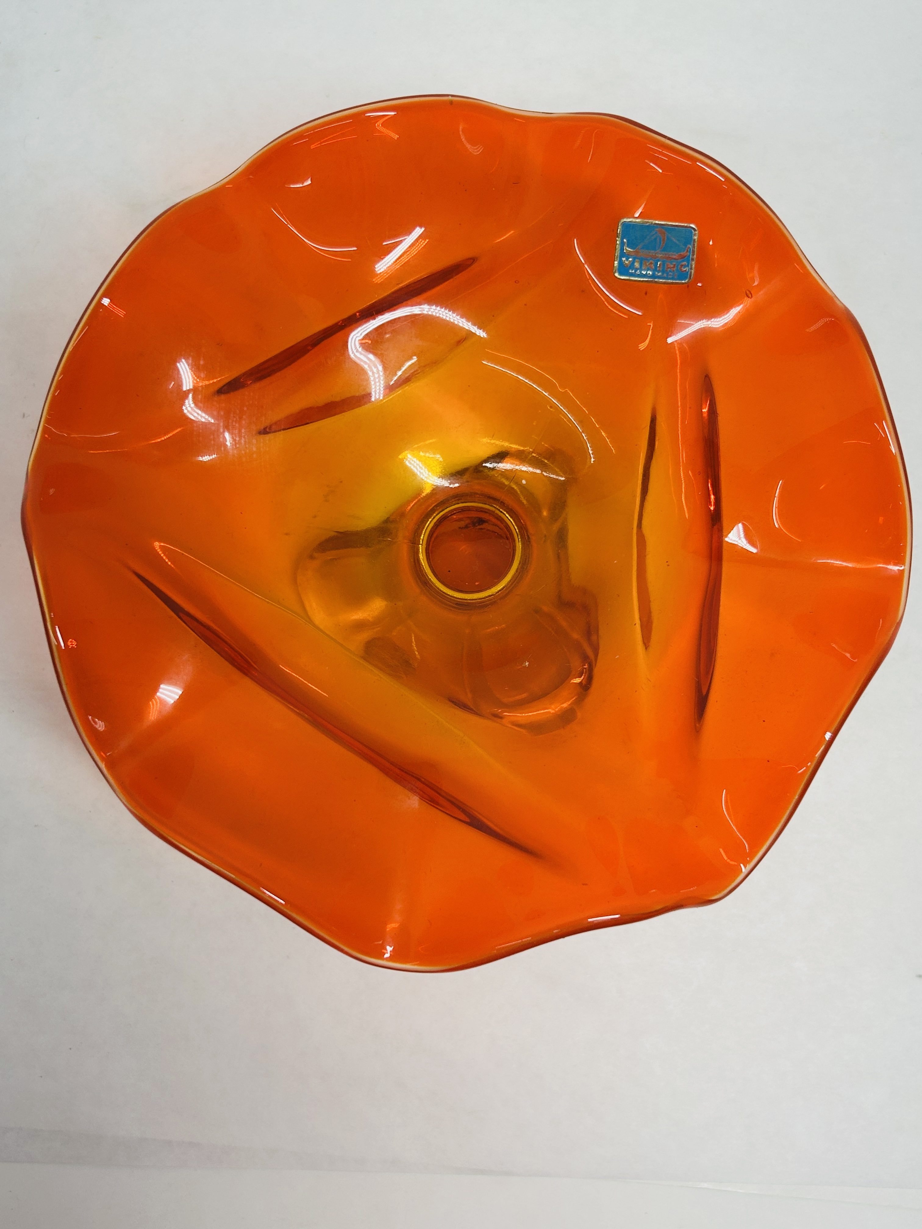 VIKING GLASS EPIC PERSIMMON COMPOTE, 1960S