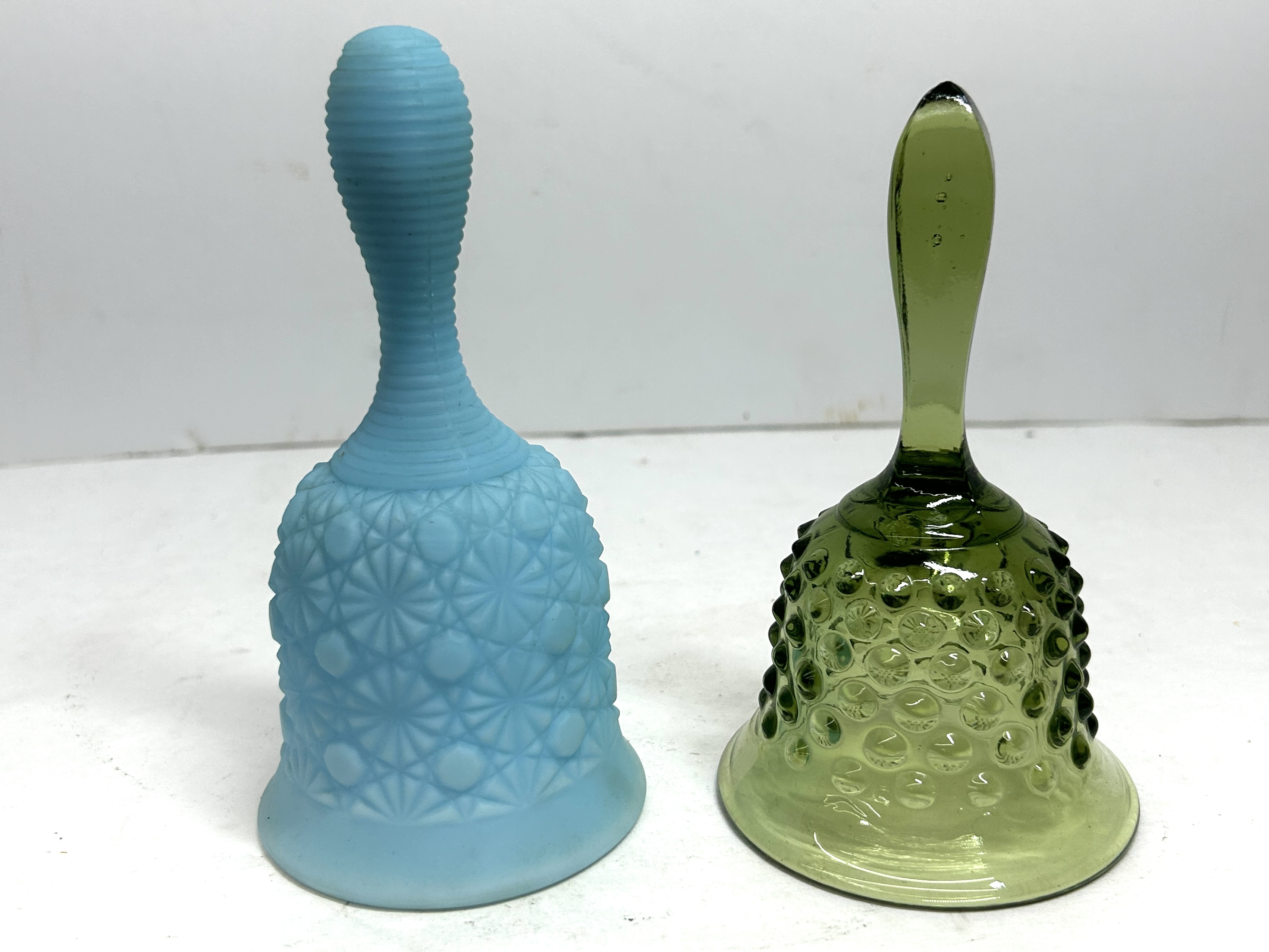 FENTON VINTAGE BLUE AND GREEN BELLS