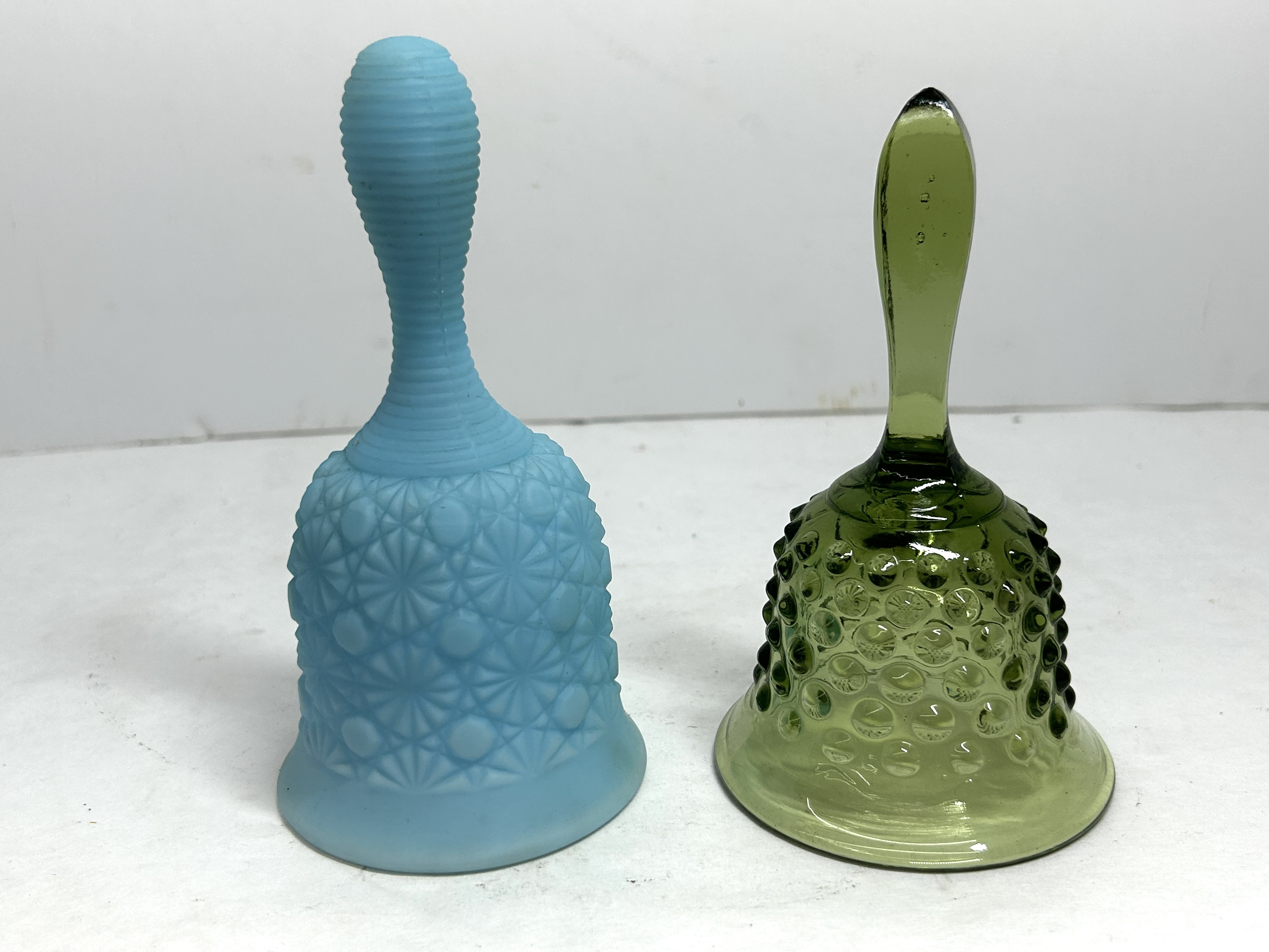FENTON VINTAGE BLUE AND GREEN BELLS